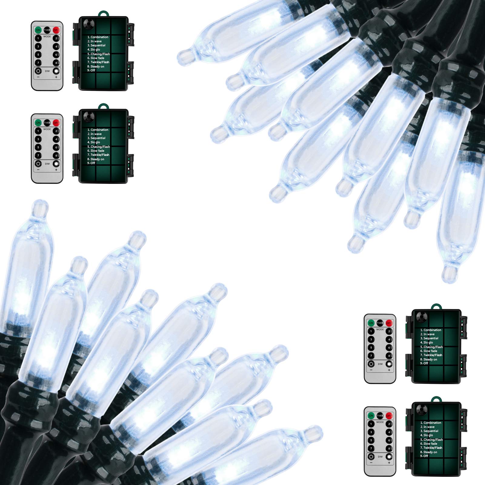 Koxly 18ft Battery Operated String Lights, 50 LED, Cool White, Waterproof, Remote Timer for Indoor/Outdoor Use, Model JYLPT10