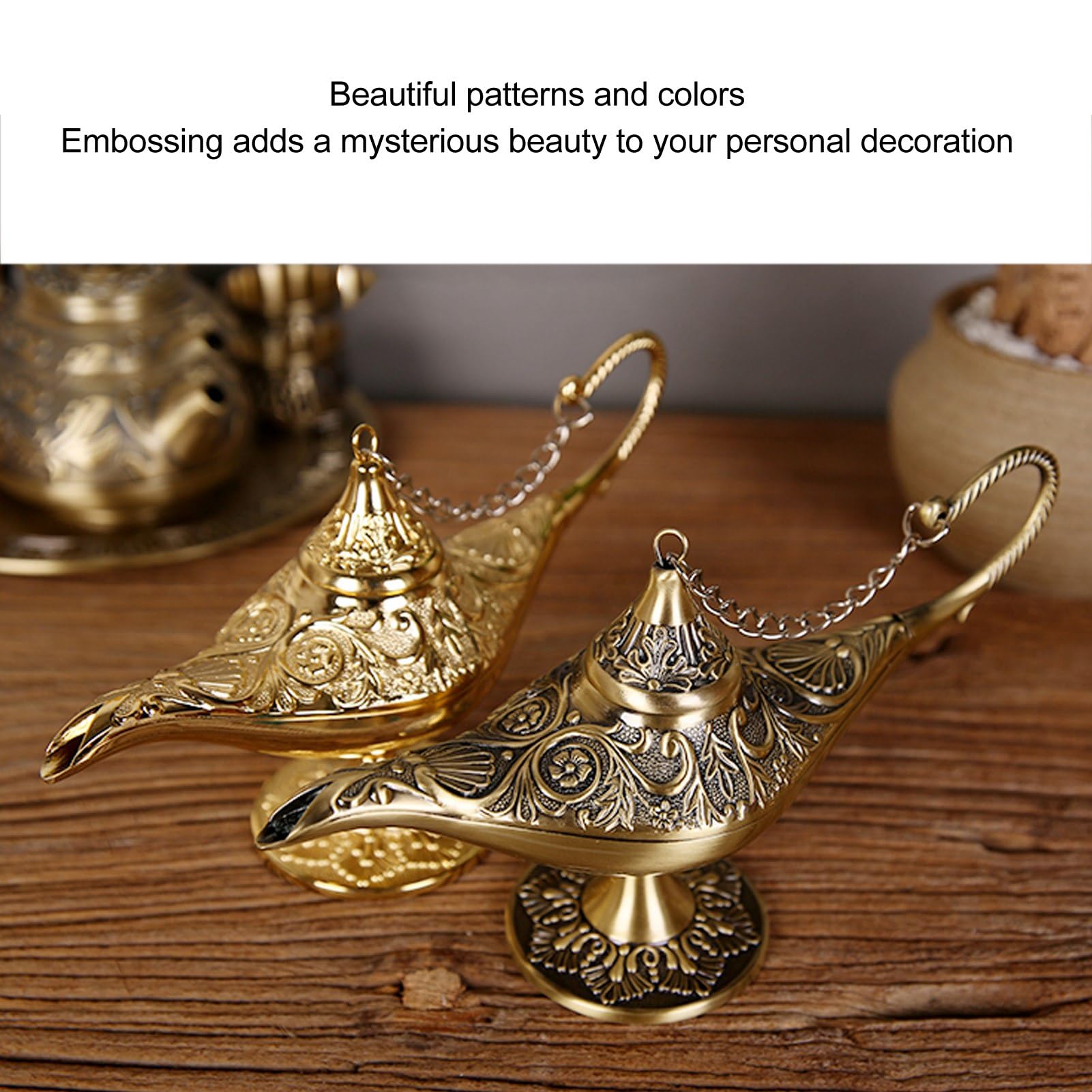 Zerodis Legend Lamp Magic Genie Wishing Light, Bronze Zinc Alloy Arabian Ornament, Vintage Design