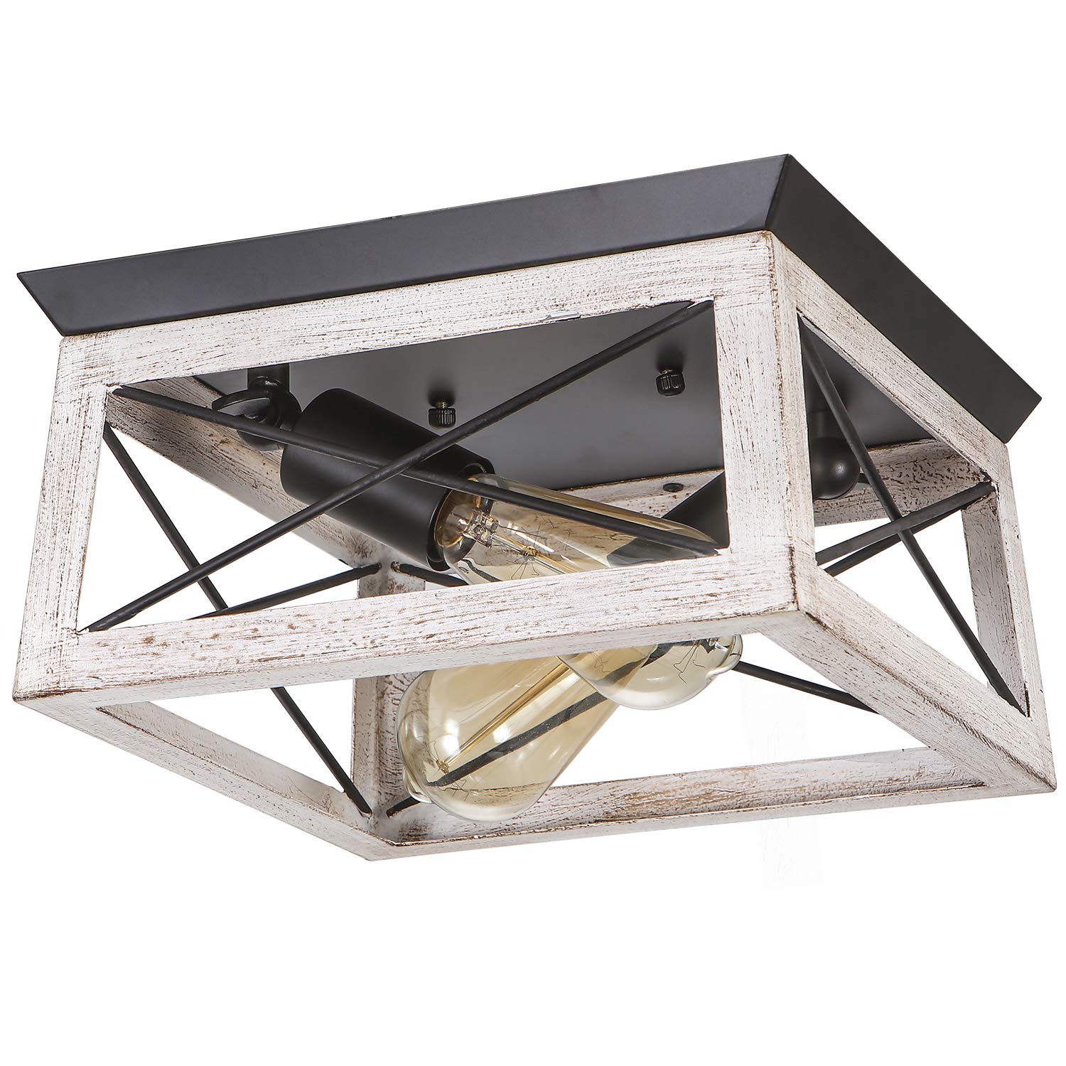 Luupyia 2-Light Farmhouse Ceiling Light, Rustic Flush Mount Track Lighting For Entryway