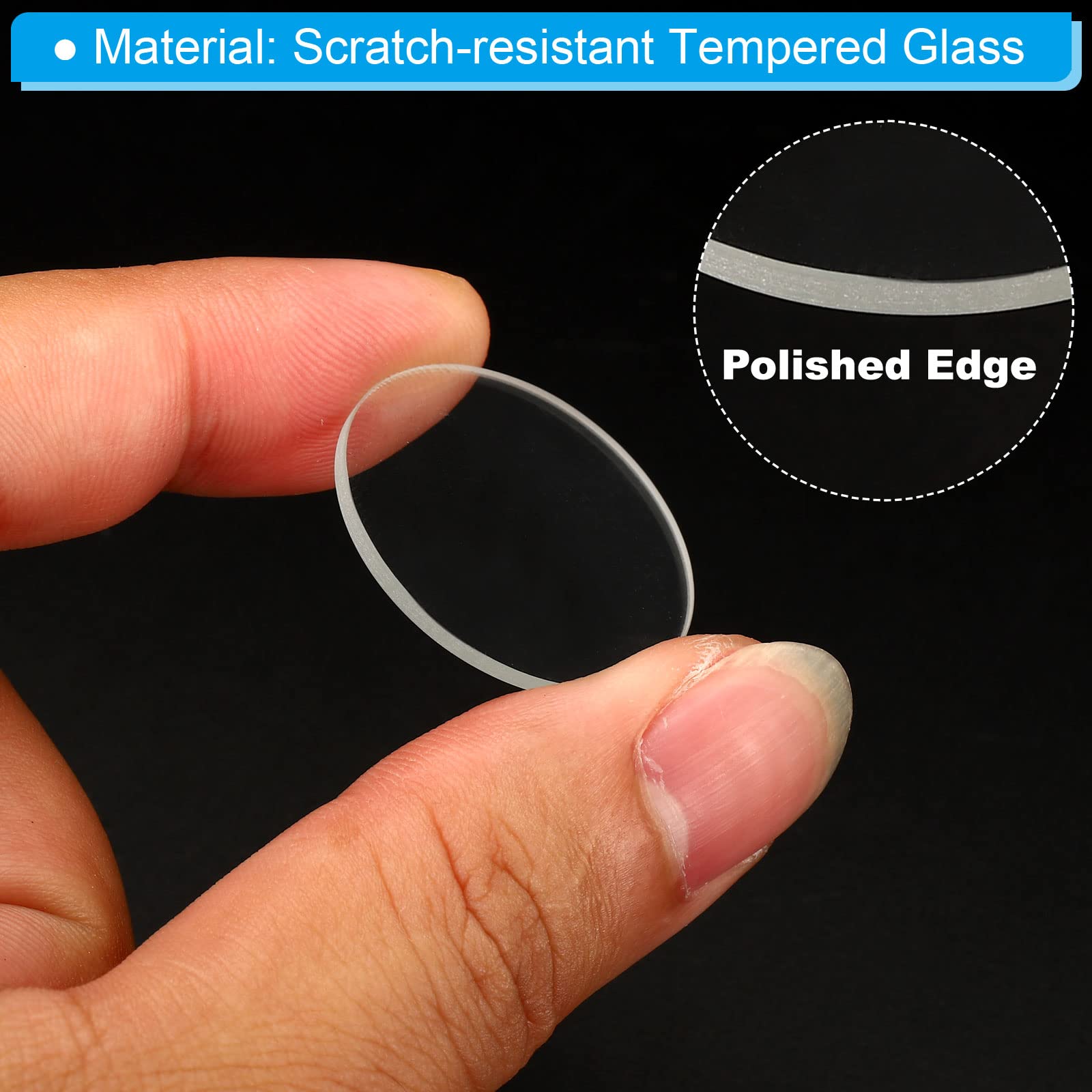 Patikil 1.06X0.06 Dia Flashlight Glass Lens, 2 Pcs Polished Edge Glass Lens For Led Light Source Lens Handheld Flashlight Replac