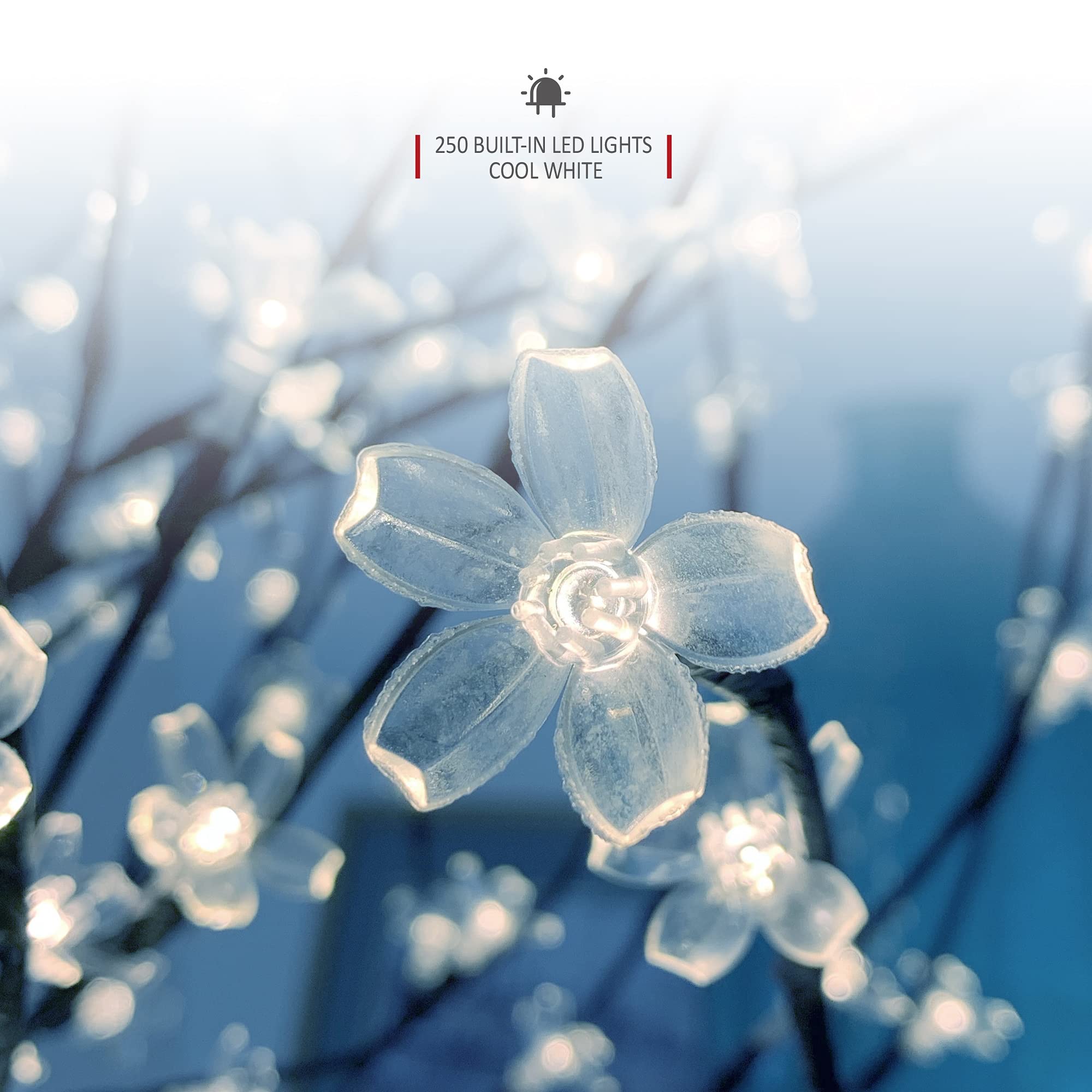 Netta Led Cherry Blossom Tree 5Ft, Pre-Lit 250 Lights, Auto-Off Timer And 8 Functions, Indoor Or Outdoor Use - Cool White
