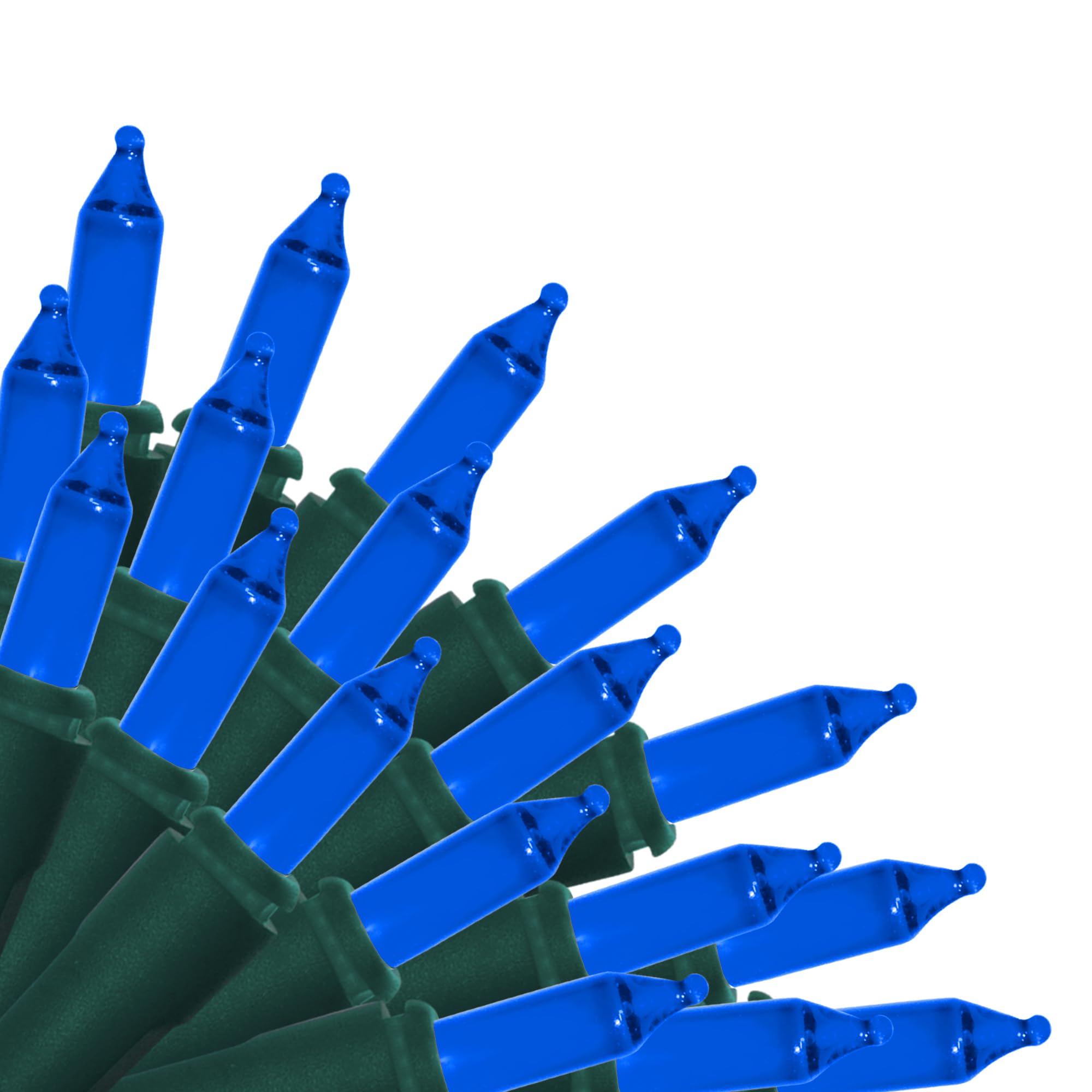 Brite Star Mini String Christmas Lights, 100 Count, Blue, 22ft Indoor/Outdoor, Green Wire, Model 37-343-20, Set of 2