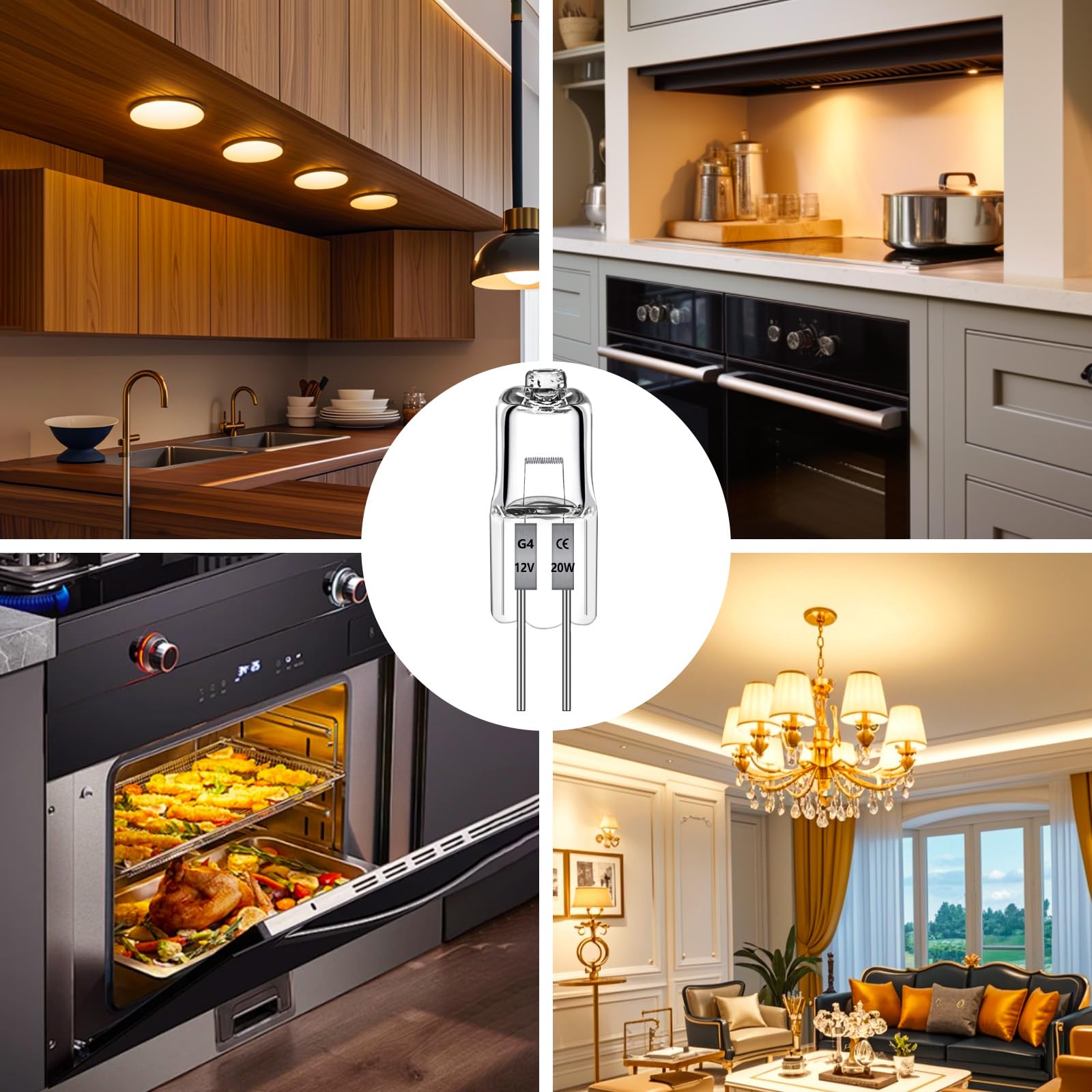Blakapoo G4 Bulb,12V 20W Halogen Light Bulbs 2 Pin G4 Light Bulbs Replacement For Under Cabinet Puck Light,Chandeliers, Accent L