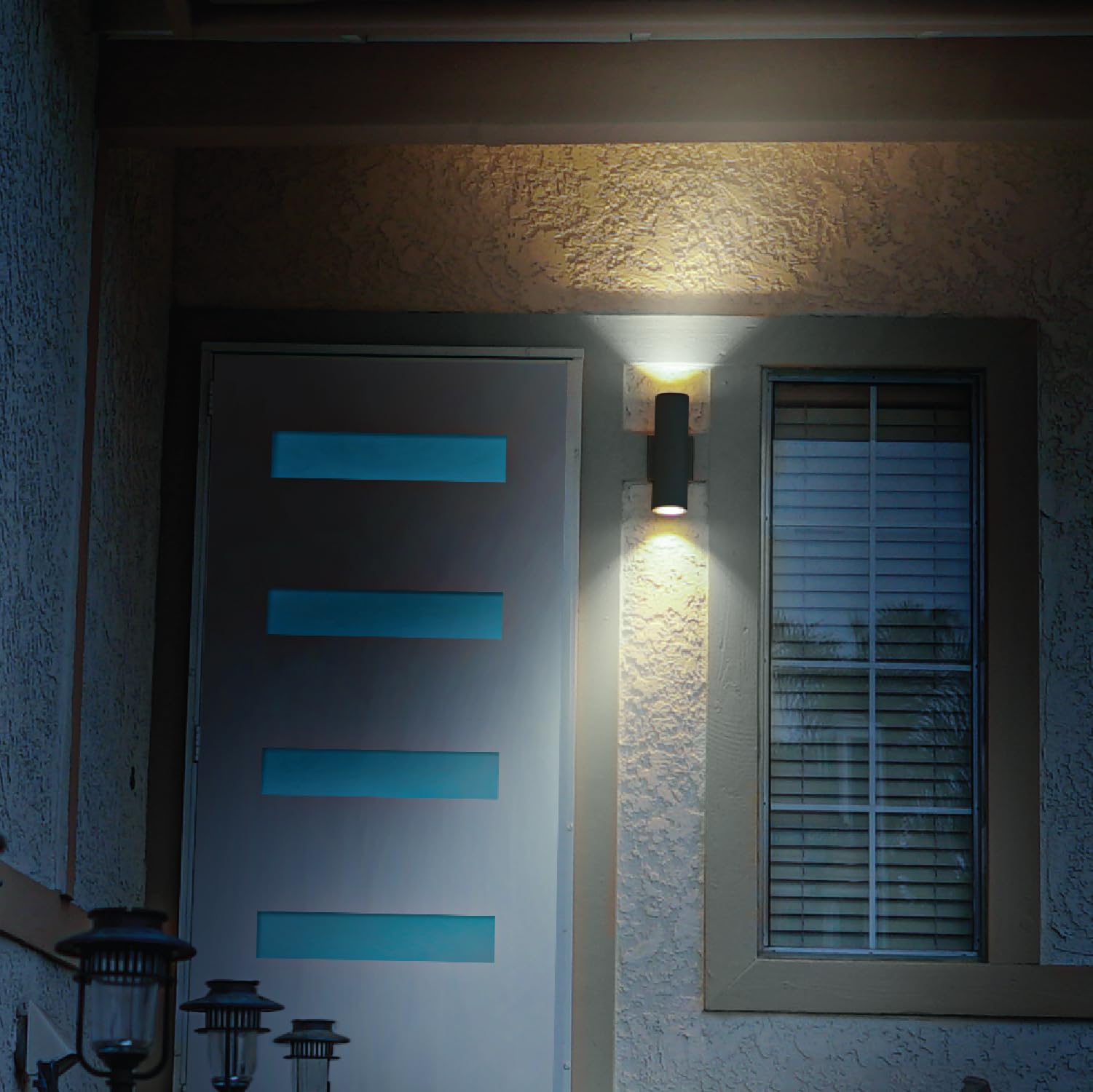 Home Zone Security Led Modern Wall & Porch Sconce Light (2-Set, Black)