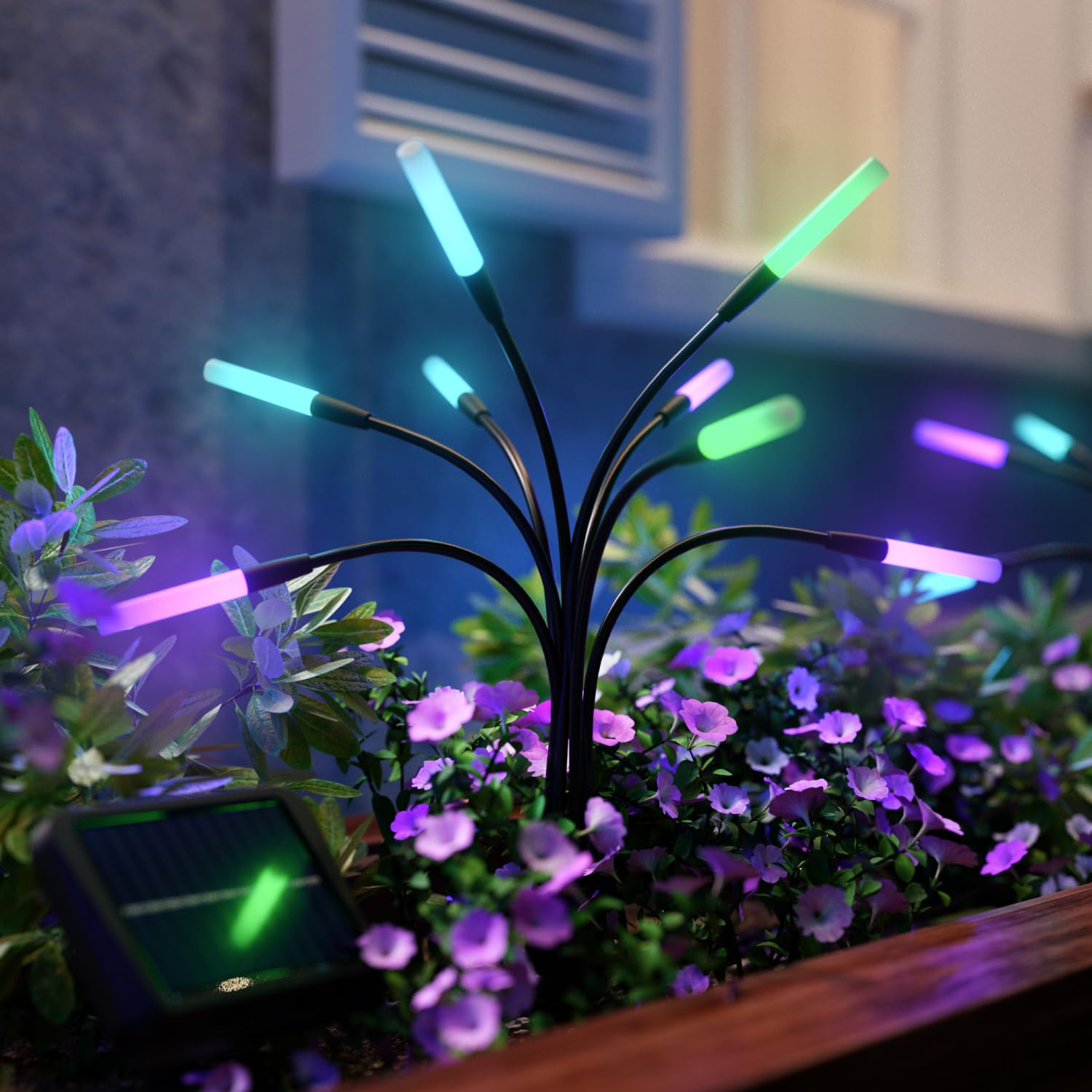 nanoleaf Solar Garden Lights, Outdoor Solar Pathway Lights with 10 Animated Scenes & 8 Colors, USB-C & Solar Powered Pathway Lig