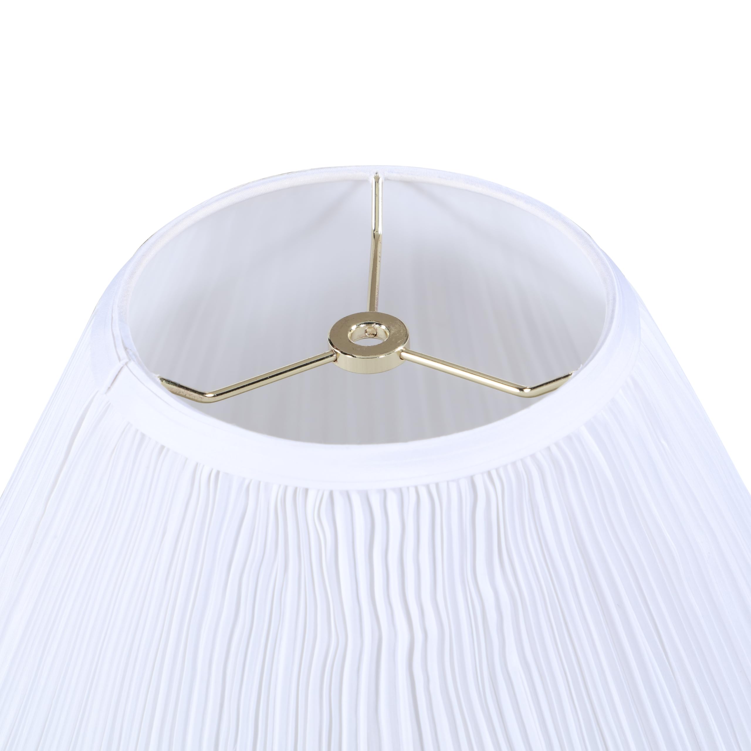 Aspen Creative 33196, Hardback Empire Transitional Spider Lamp Shade, Mushroom Pleated White Faux Silk Fabric, 6" Top X 16" Bottom X 12" Slant Height