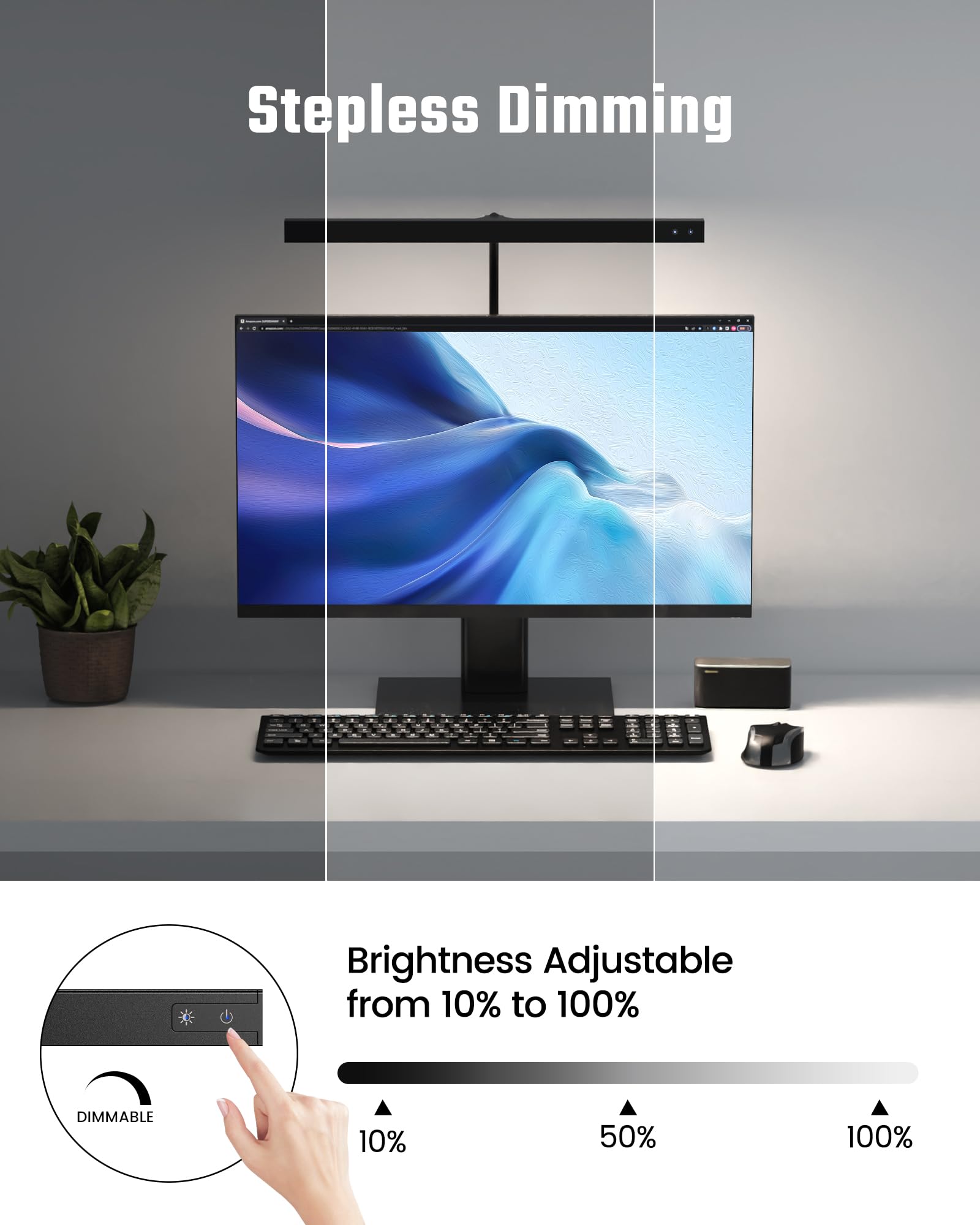 Superdanny Led Desk Lamp, Adjustable Gooseneck, 12W Touch Control, Eye-Caring Black Clamp Light