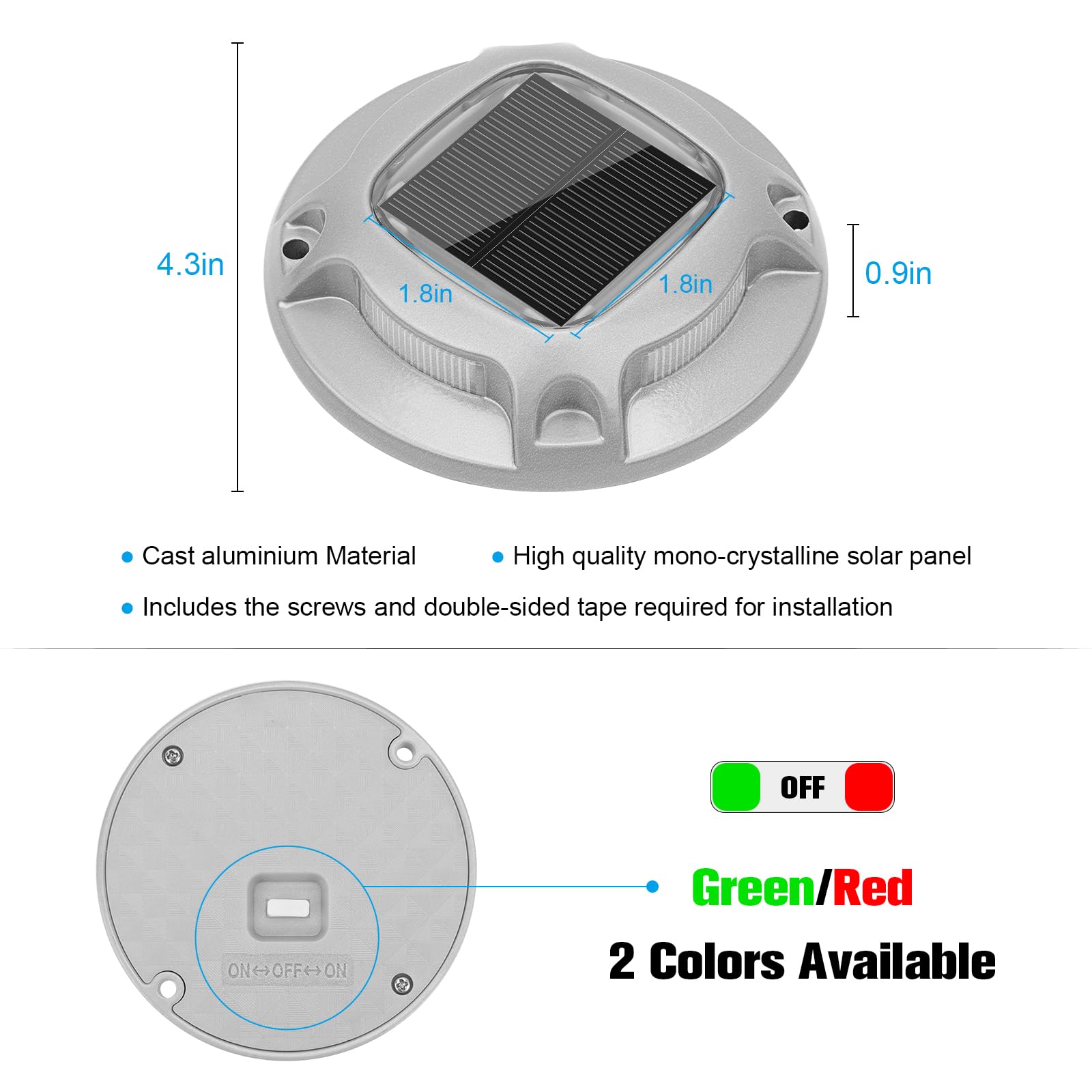 Volisun Christmas Solar Driveway Lights Dock Marine Lights 4 Pack,2 Colors In 1,Outdoor Led Deck Lights,Solar Powered Waterproof