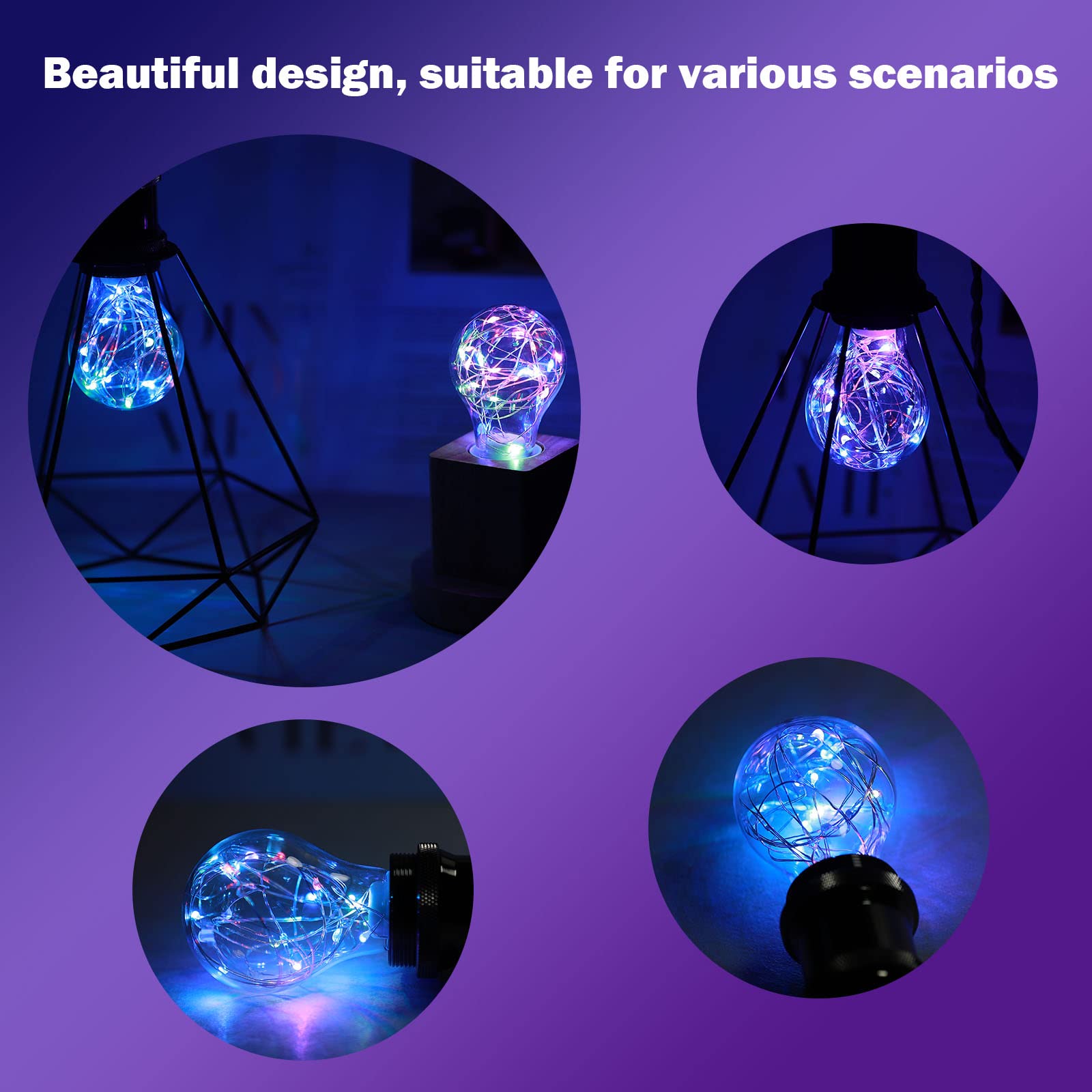 Howorr Rgb Color Changing Led Fairy Light Bulbs, 15W Equivalent Cute Light Bulbs For Pendant Light Fixtures, Bedroom, Living Roo