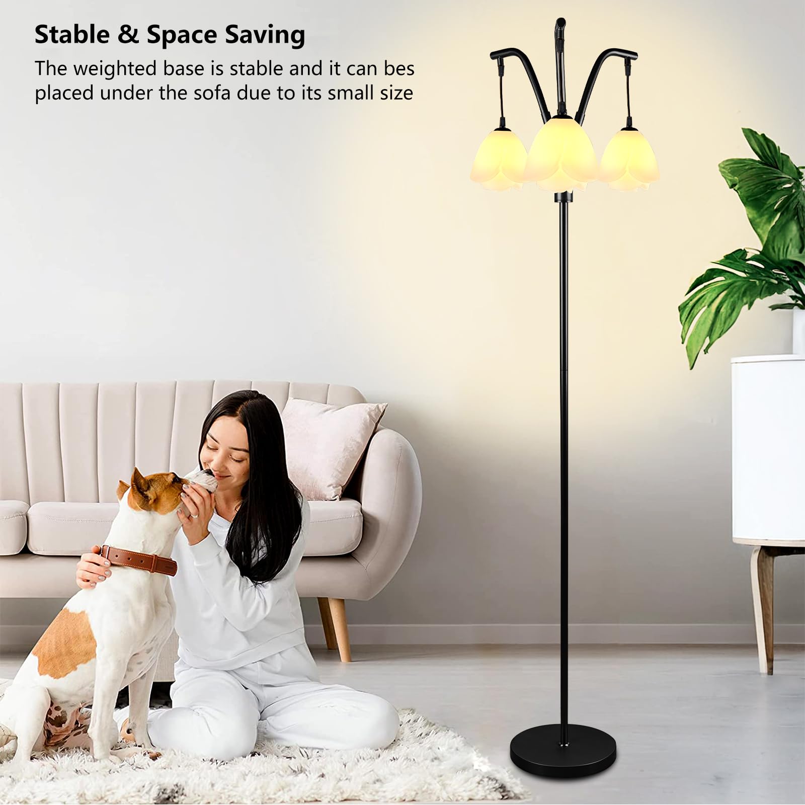 Lightdot 67In Industrial Tree Floor Lamp,Black Dimmable (Brightness Adjustable) Mid Century Standing Lamps With E26 Led Bulbs In