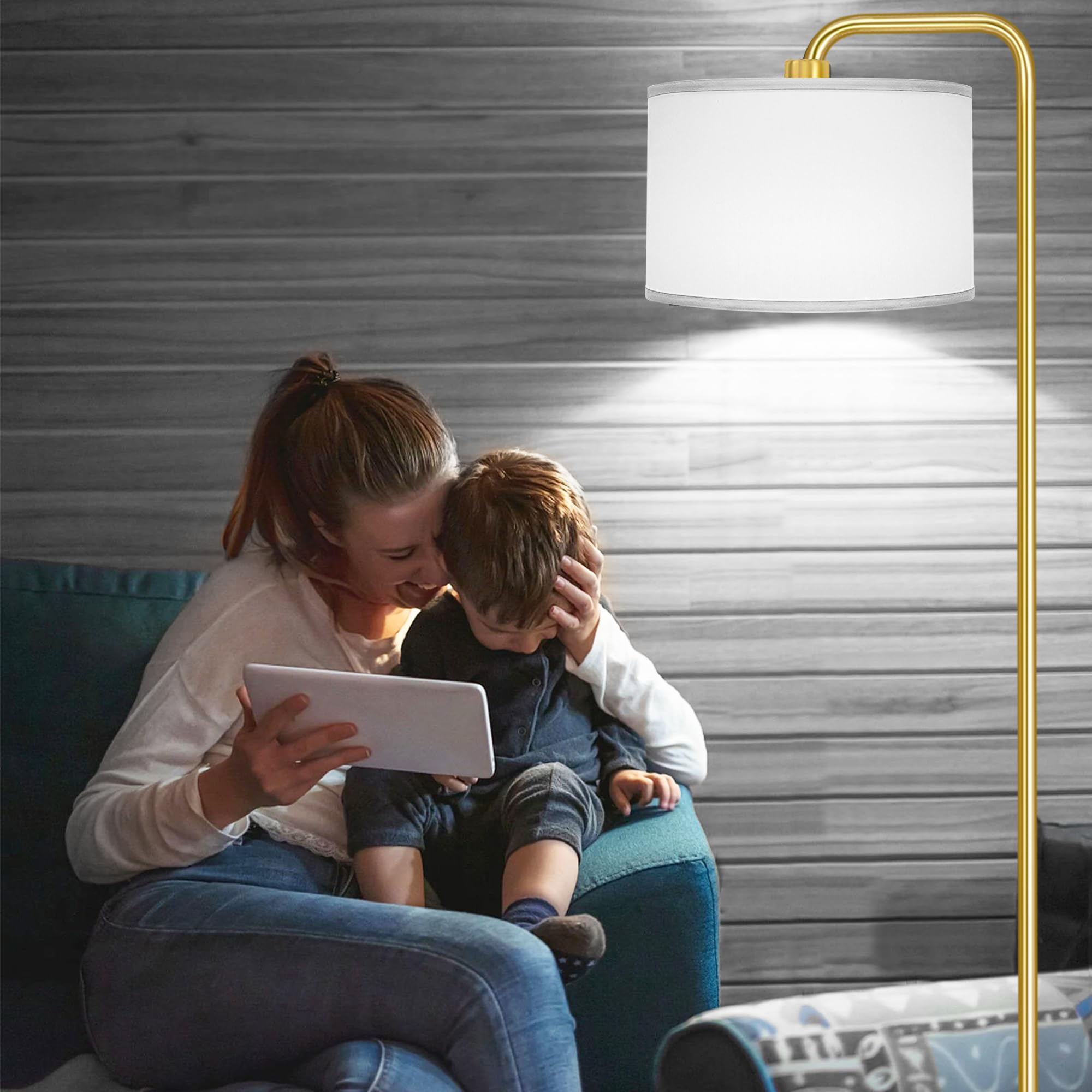 Partphoner Led Floor Lamp - Modern Gold Standing Lamp, 3 Color Temperatures, 9W Bulb Included, Model Str-Fl-0162