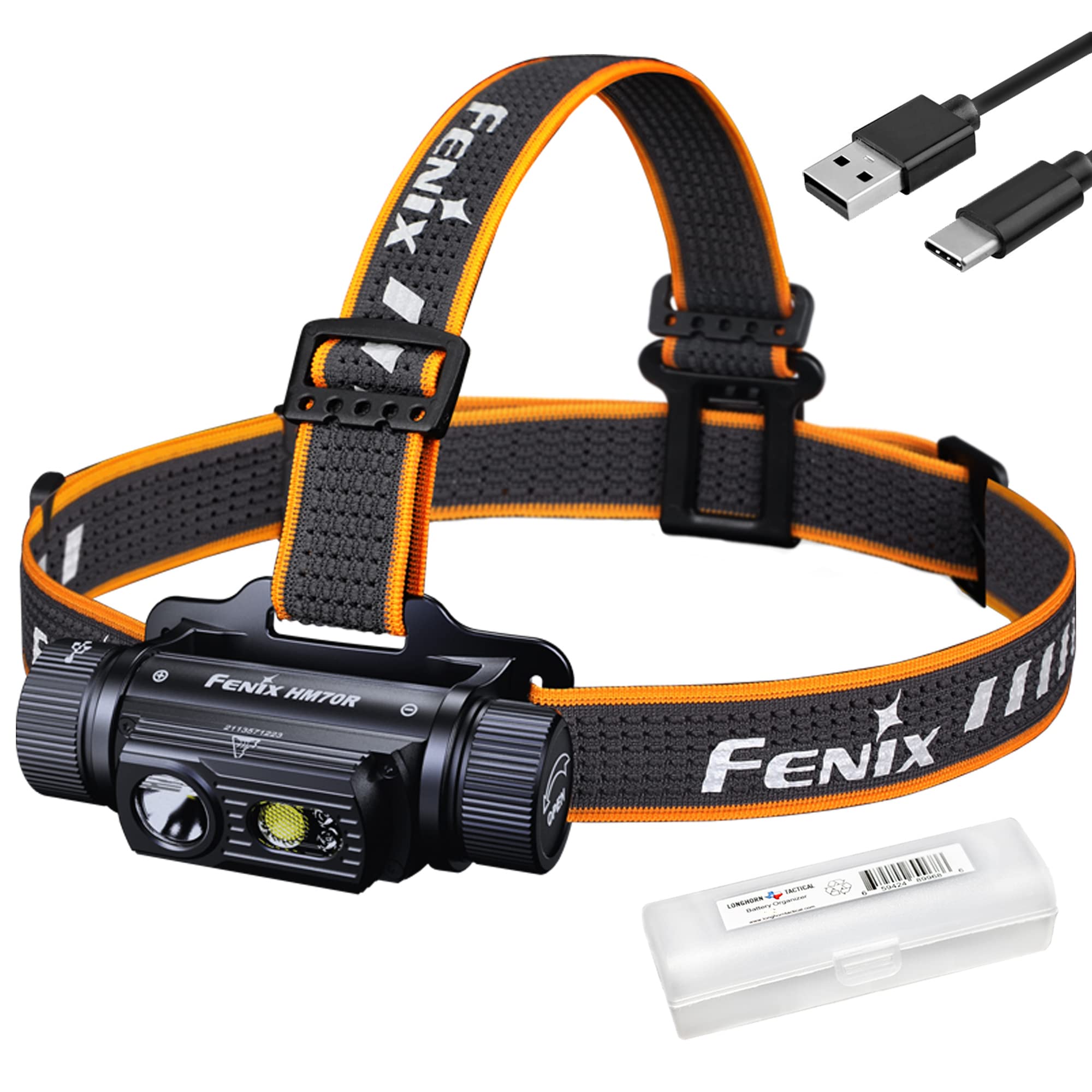Fenix HM70R Headlamp, 1600 Lumen, USB-C Rechargeable, Aluminum, Black