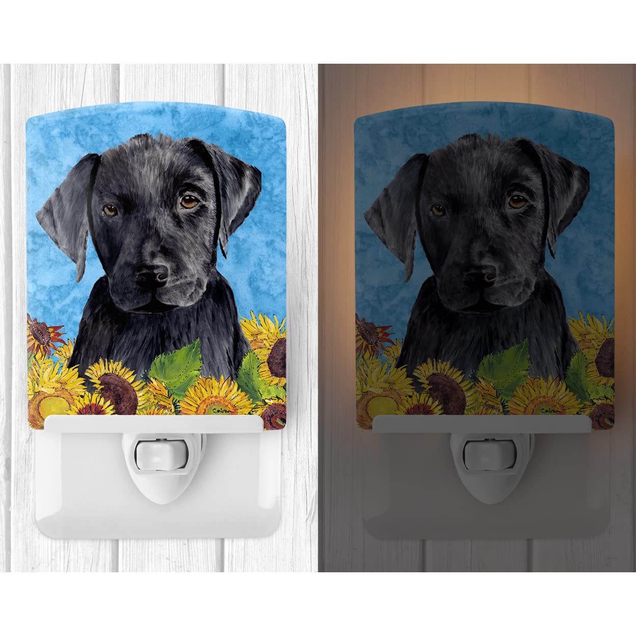 Carolines Treasures Ceramic Night Light, Labrador in Summer Flowers, UL-Certified, 6x4x3in