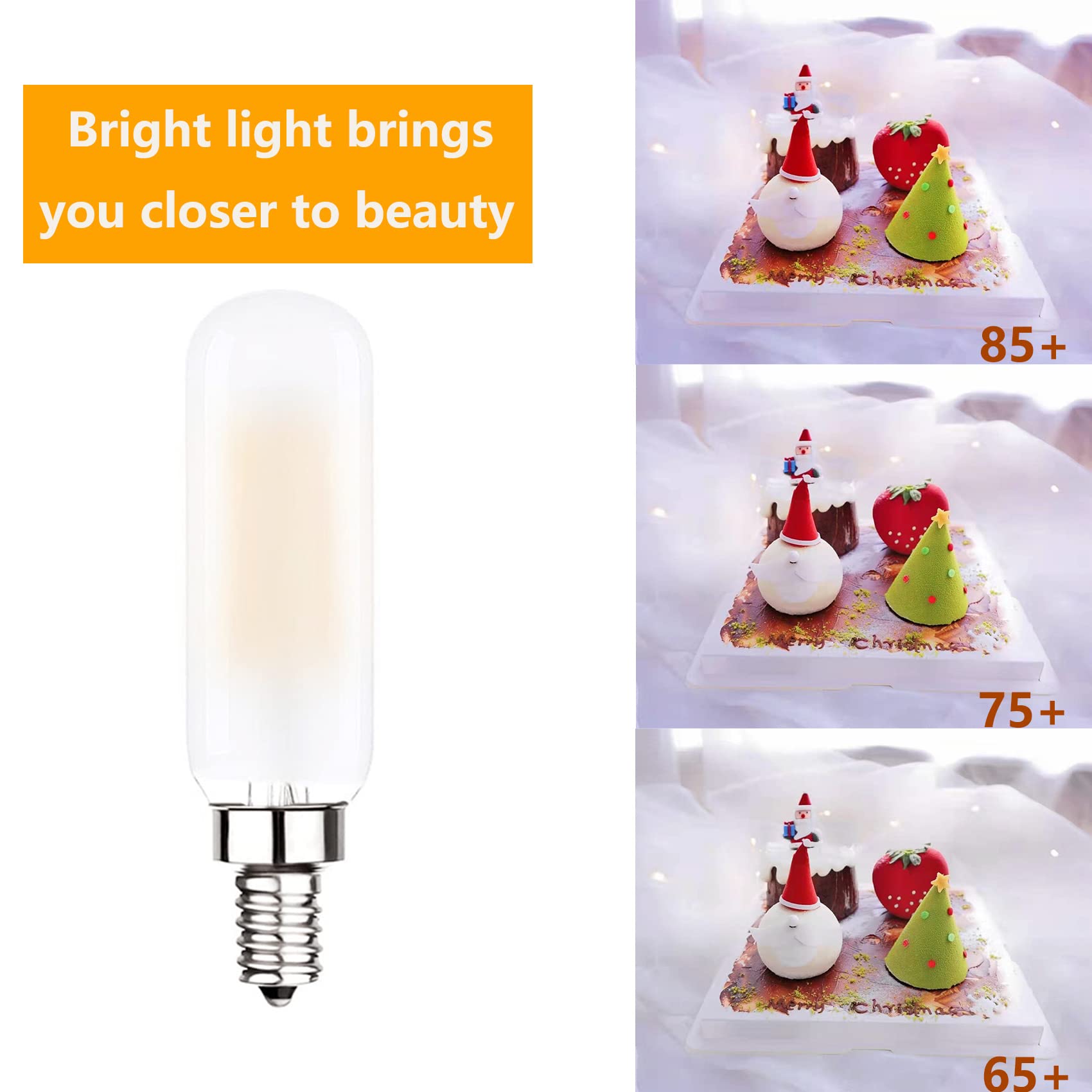 Sunaiony T6 LED Bulb 60W Candelabra Edison 3000K Soft White Frosted Glass 6W Dimmable E12 - 6 Pack