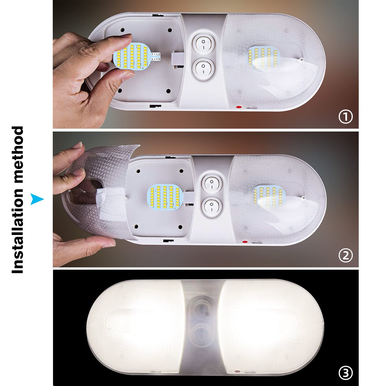 ACOHUIKE T10 LED Bulbs, 12V RV Ceiling Dome Light, 4500K Natural White, Model AOHUIKE-F05, Size 20