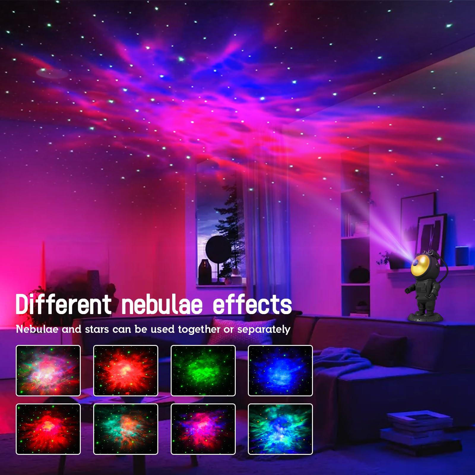 Astronaut Star Projector Galaxy Night Light, Space Projector, Starry Nebula Ceiling LED Lamp, with Timer and Remote Control, Kid