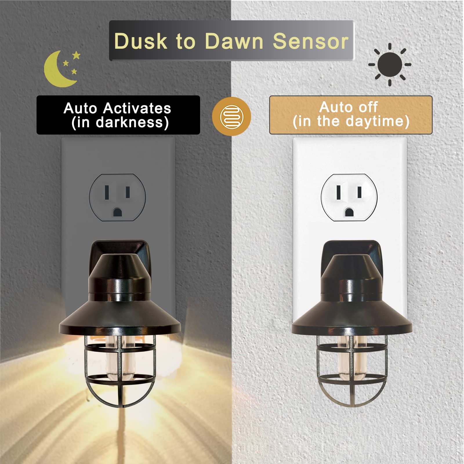 NOVELUX Night Lights Plug-in 6 Pack, Warm Farmhouse, Dusk to Dawn, Model NL-UMB5P-0.8W, Ideal for Kitchen, Hallway, Bedroom,