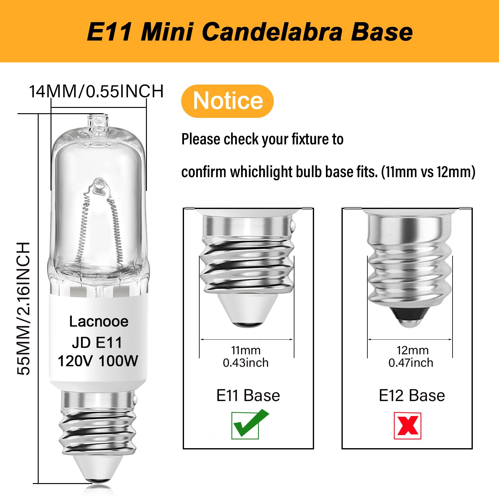 E11 Bulb, Jde11 120V 100W Halogen Light Bulbs, T4 E11 Mini Candelabra Base, Dimmable 2700K Warm White, 4Pcs E11 Light Bulb For C