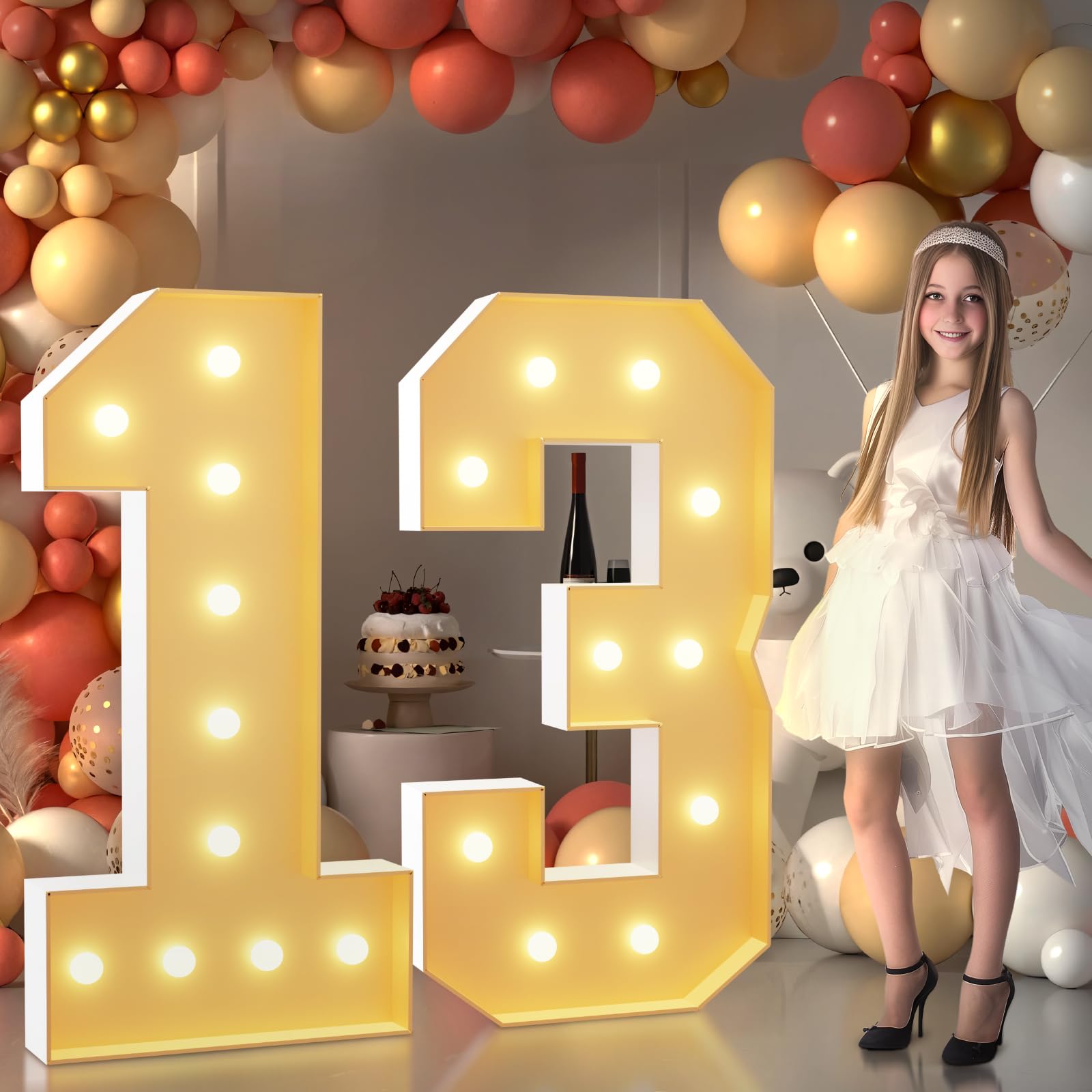 imprsv Light Up Numbers Marquee 13th Birthday Decor Foam Board 4FT Number 13 Decorations