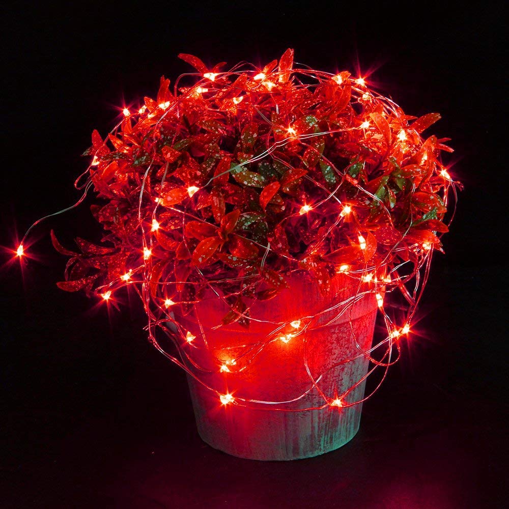 Hdshimao Pack Of 3 Sets Led Starry String Lights With 10 Micro Leds On 3.3Ft(1M) Copper Wire, Fairy Lights Battery Powered By 2X Cr2032(Incl), For Wedding Or Christmas Party Table Decorations (Red)