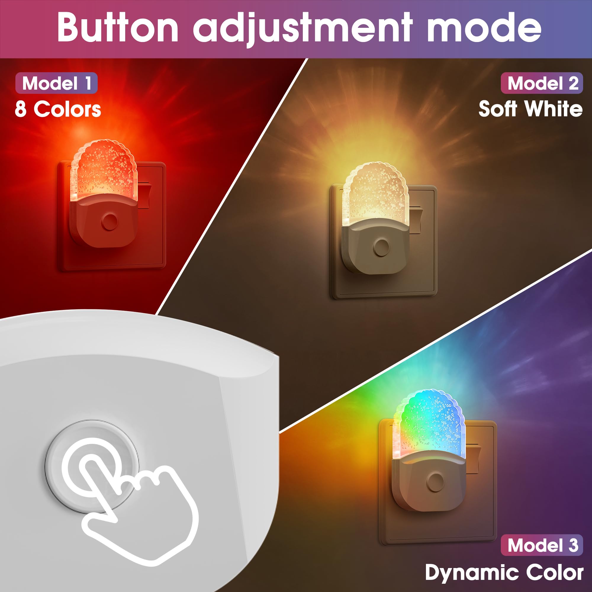 Doresshop Plug In Night Light, 8-Color Rgb Led Night Light, Night Lights Plug Into Wall, Night Light For Kids, 4Pack Color Chang