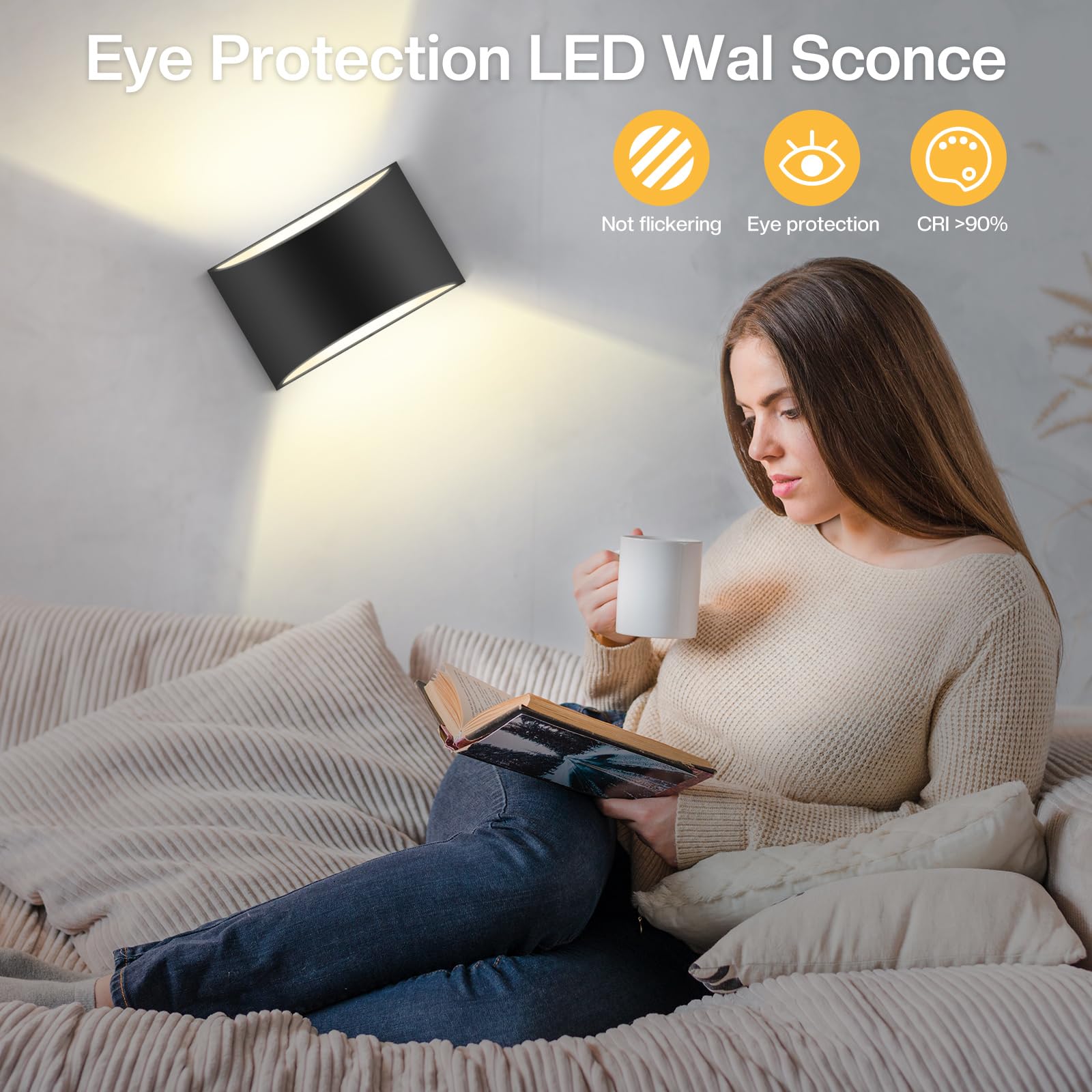 Aiilsmp 4 Pack Black Modern Led Wall Sconces Light Hardwired Wall Sconces Indoor Up And Down Sconces Wall Lamps For Living Room, Bedroom, Hallway Warm White 3000K(With G9 Bulbs)