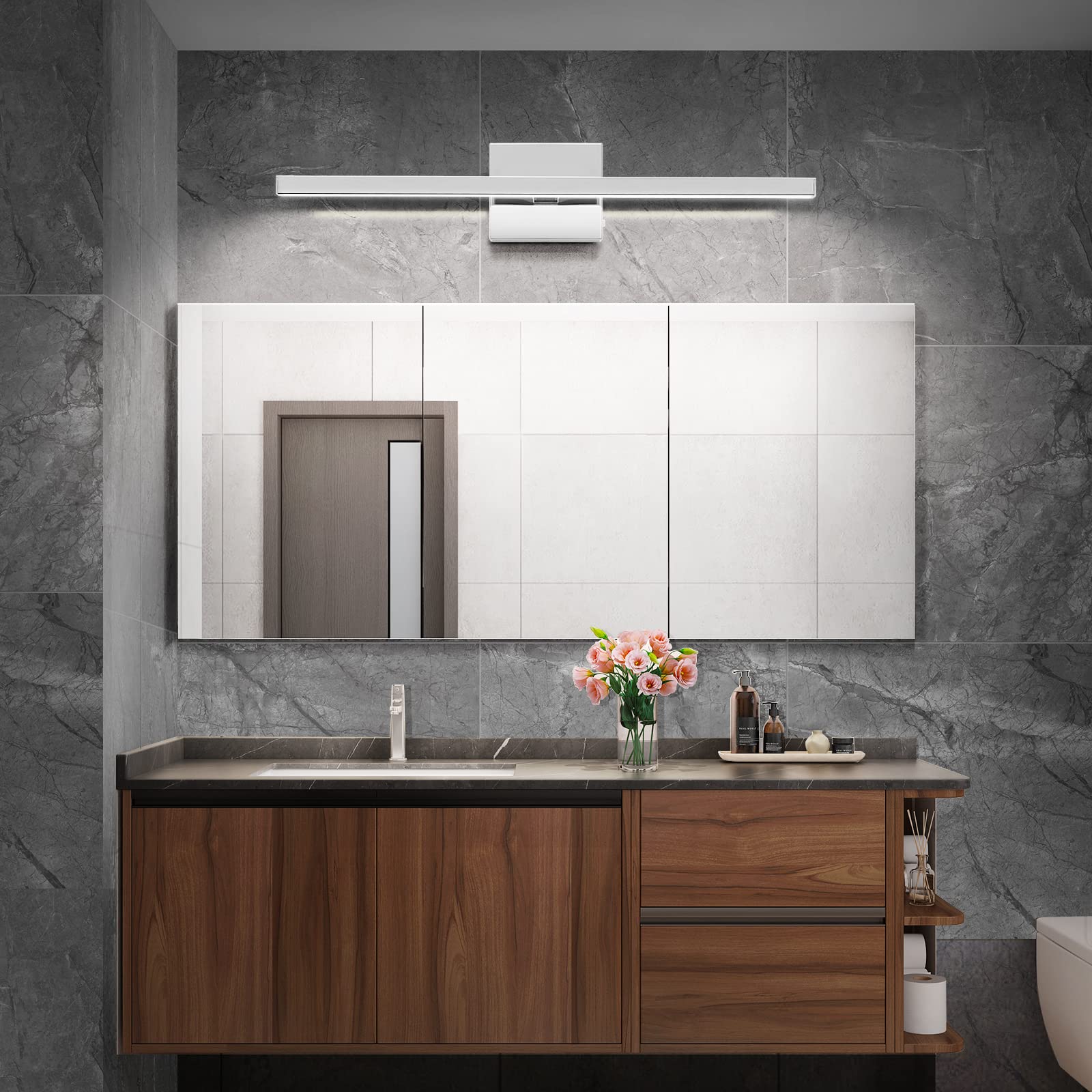 VOLISUN Bathroom Vanity Light, 14W Dimmable, 23.6 inch Chrome, Model 21069ZM, Acrylic & Metal, ETL Certified
