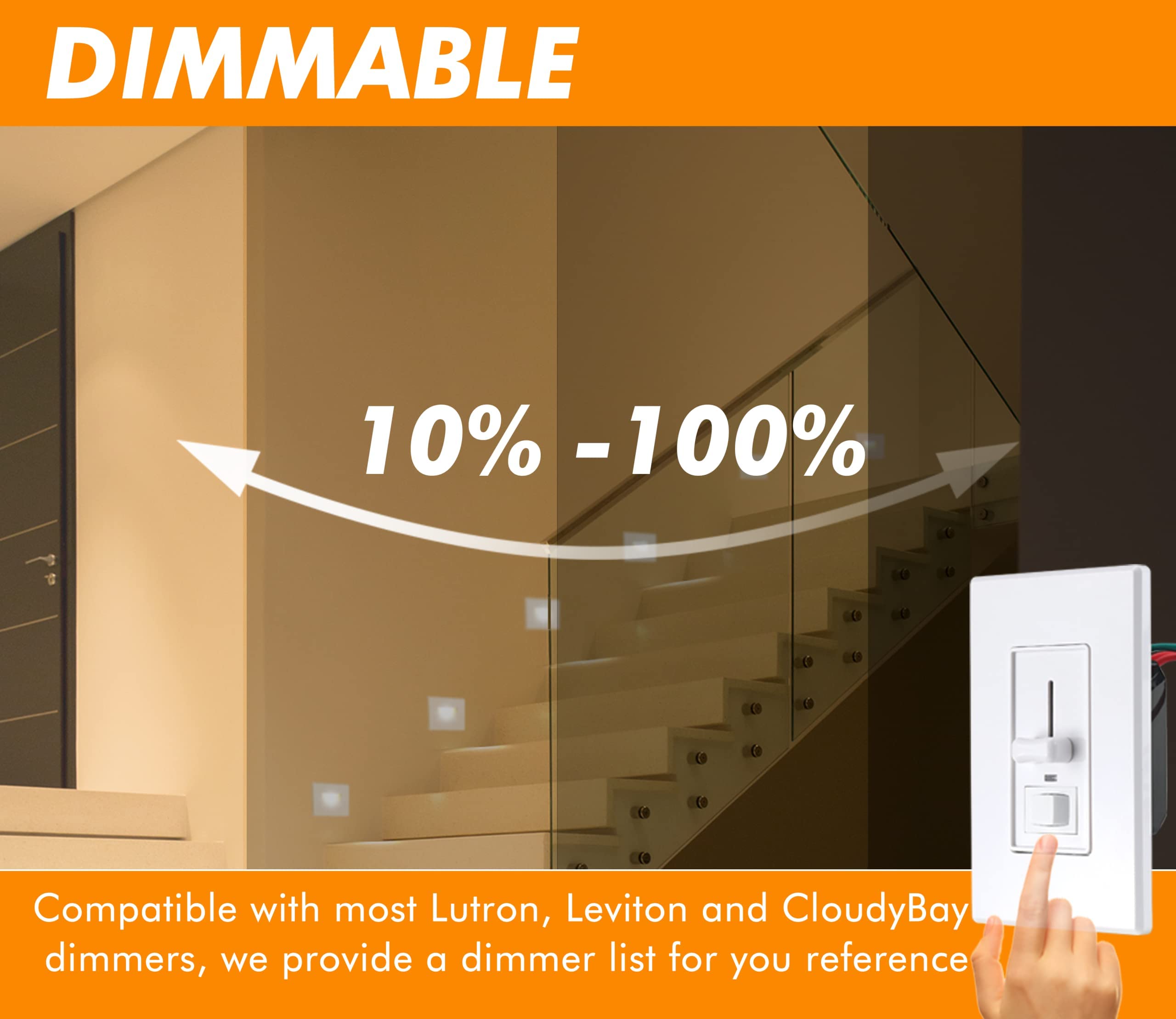CLOUDY BAY Dimmable LED Step Lights 3000K/4000K/5000K, 3W 100lm, 4.75 Inch, Aluminum, White, Model