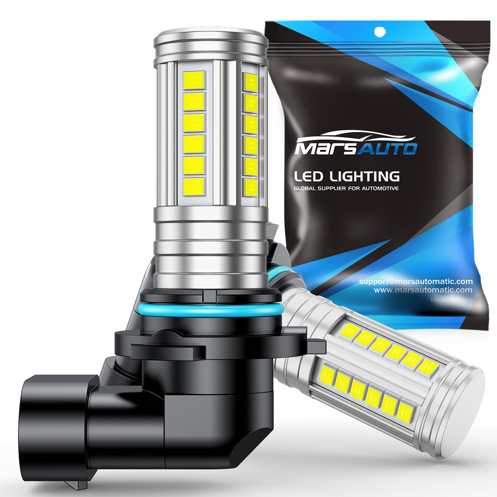 Marsauto H10 9145 LED Fog Light Bulbs, 10000 LM, 6500K White, 360° Illumination, Pack of 2