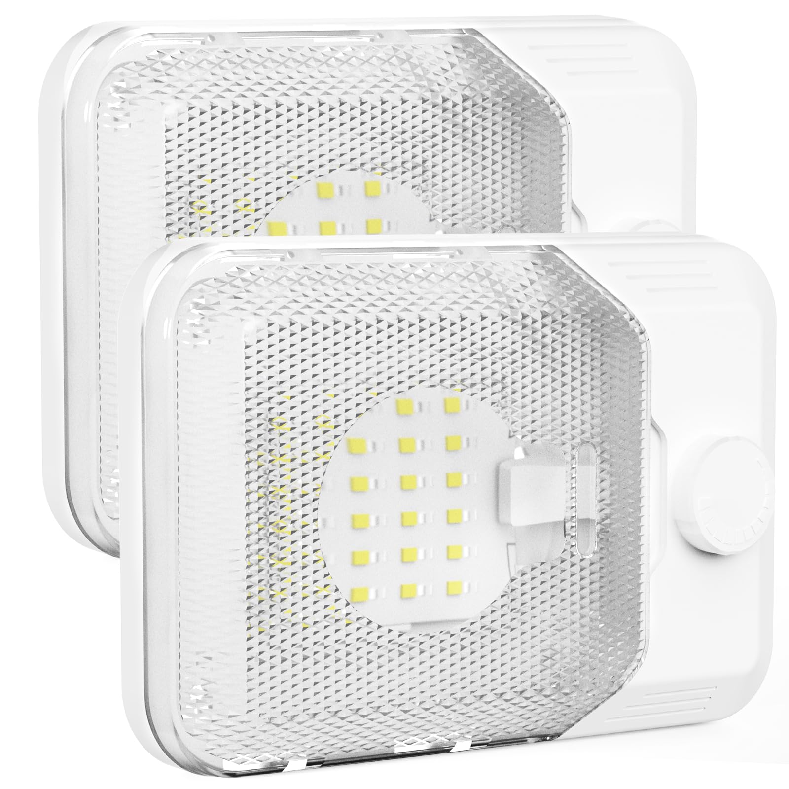 RVGUARD RV LED Ceiling Single Dome Light  12V LED Lights  RV Interior Light with Adjustable Brightness & Memory Function  6500K Cold White  for RV  Trailer  & Camper Van  2 Pack