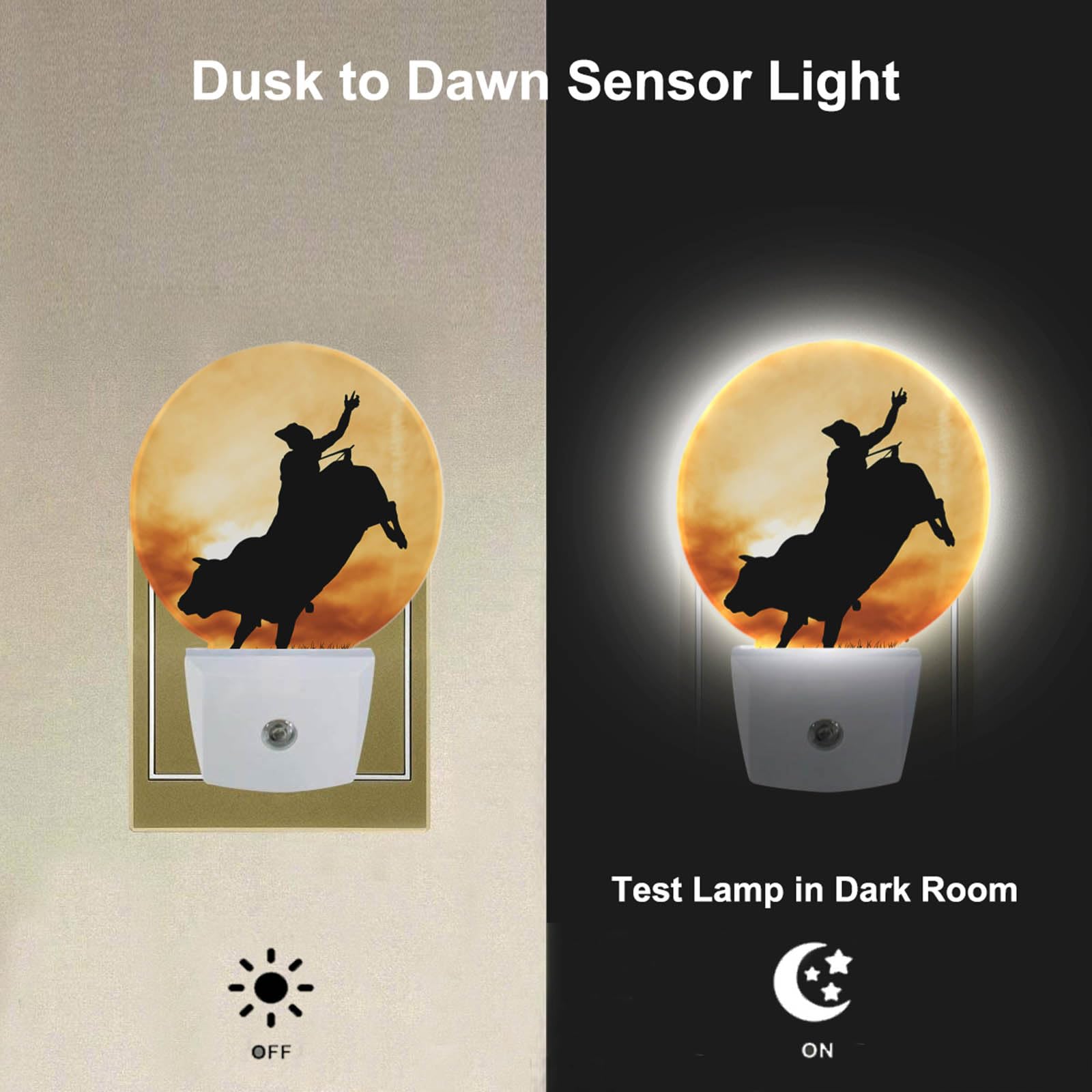 Uanvaha Cowboy Night Lights Wild West Cowboy On Horseback Led Night Light Plug Into Wall With Dusk To Dawn Sensor For Girls Boys