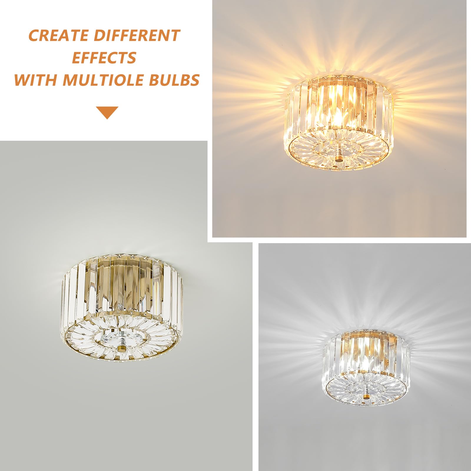 Pasentel 8.89 Small Crystal Ceiling Light  Modern Semi Flush Mount Ceiling Lighting Fixture  Gold Crystal Mini Chandelier For Hallway  Kitchen Entryway Laundry Room  2-Light  Xdd007-1-G