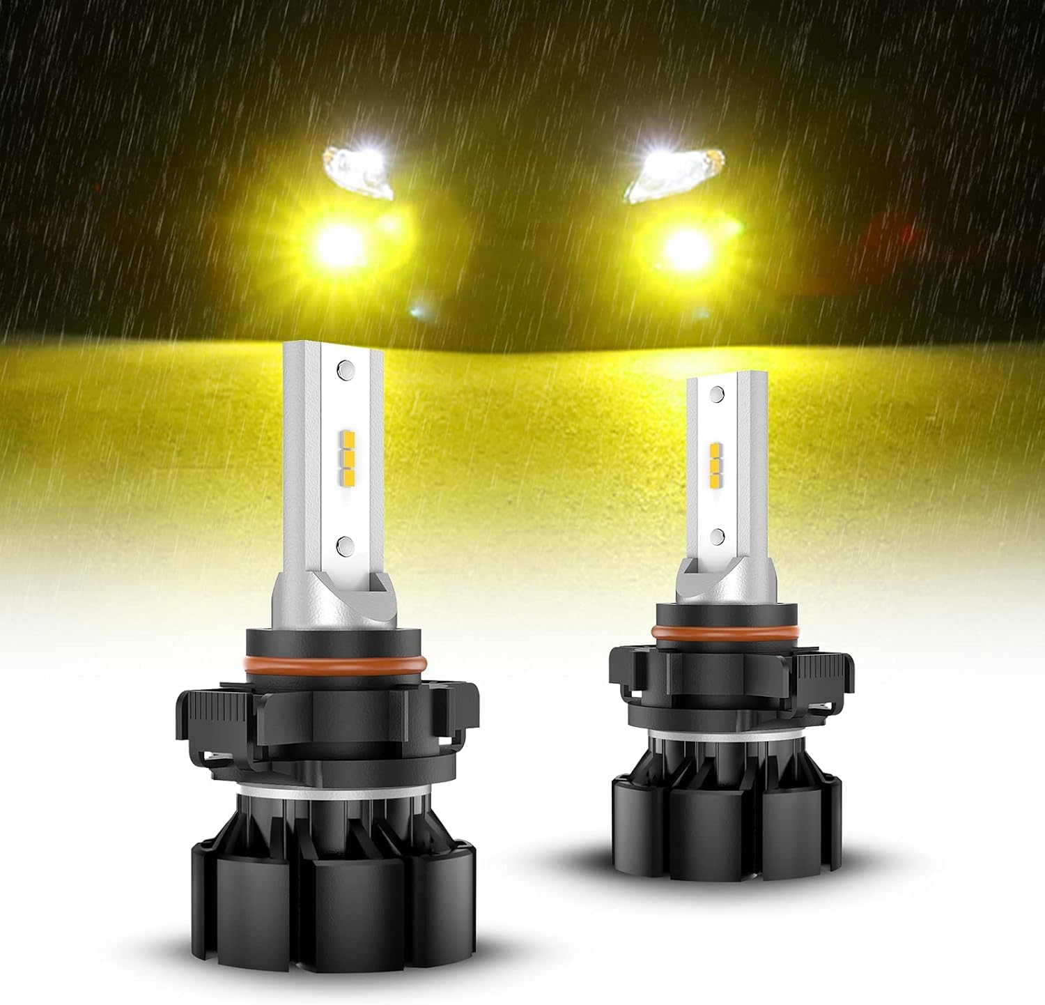 Sealight 5202 Led Fog Light Bulbs, 3000K Yellow 4000 Lumens 11W High Power,5202 5201 Ps19W Ps24W Led Fog Light Drl Bulbs Replacement For Cars,Trucks(Pack Of 2)