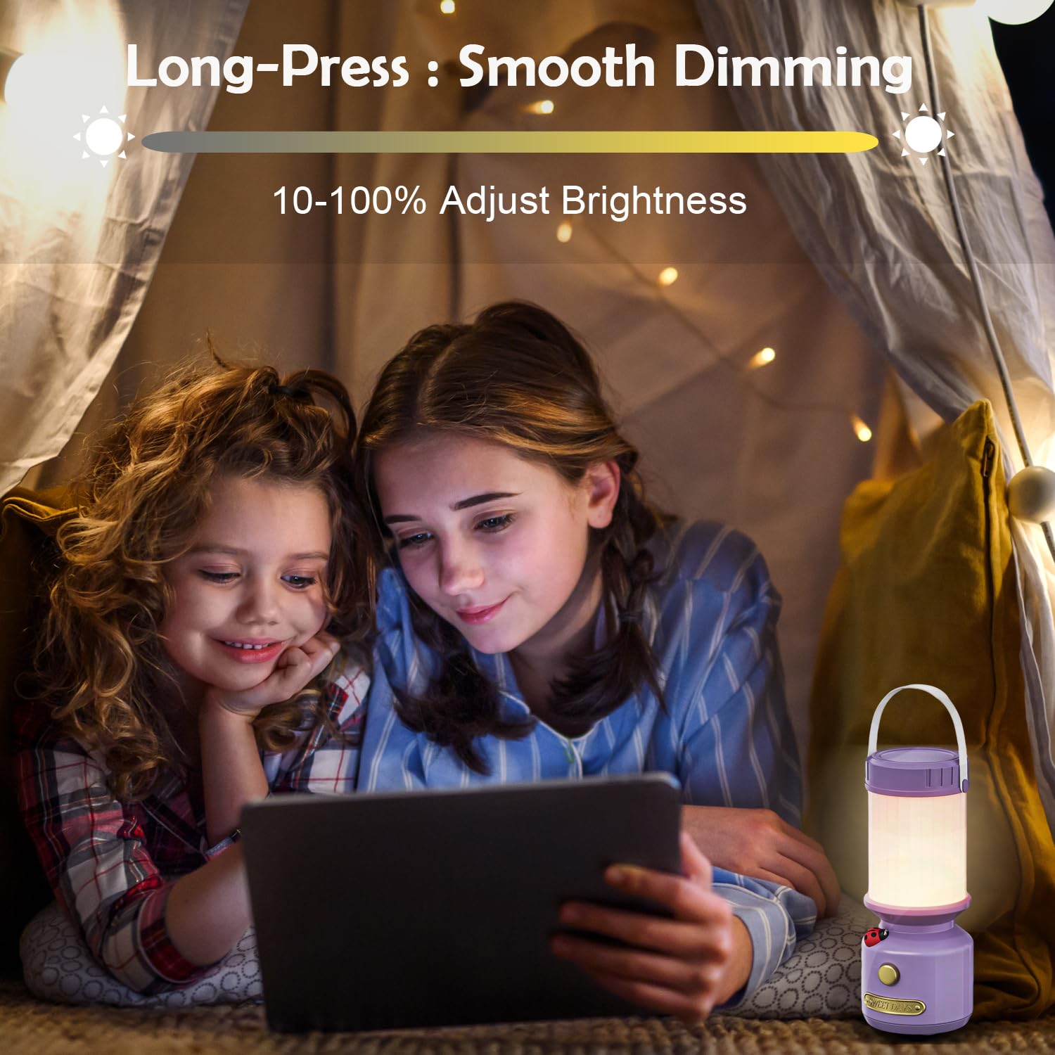 GDSZBYSM Rechargeable Purple Kids Lamp - Portable Night Light, Soft Light, ABS Material, Model PC-PP-01, Perfect for Indoor/Outdoor Use