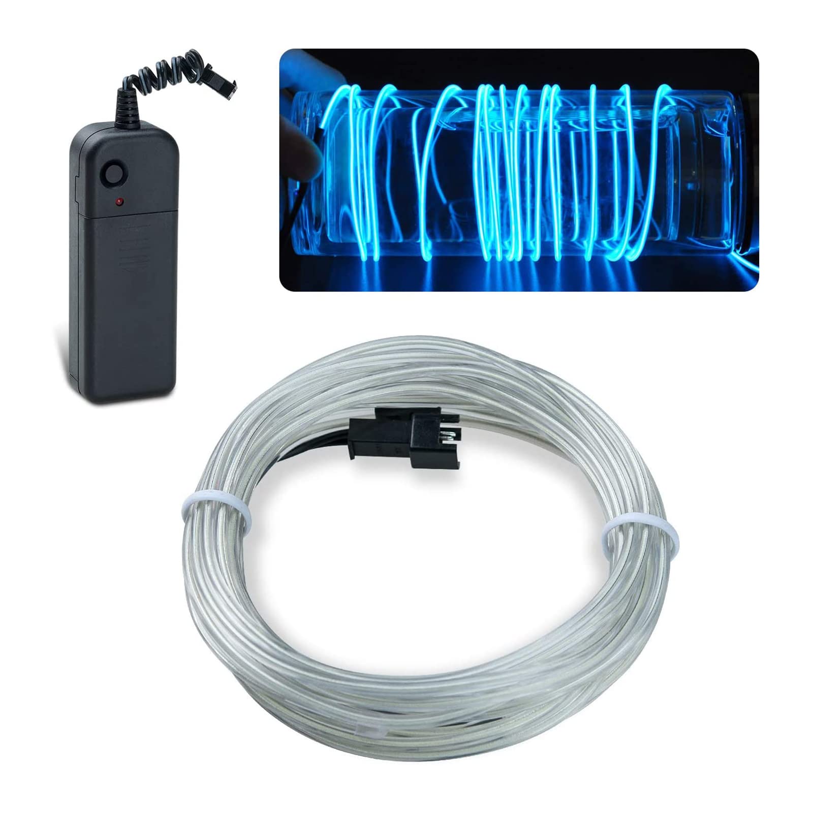 lychee 9ft EL Wire Lights Neon Glowing Strobing Electroluminescent Light El Wire w/Battery Pack for Parties, Halloween Decoratio