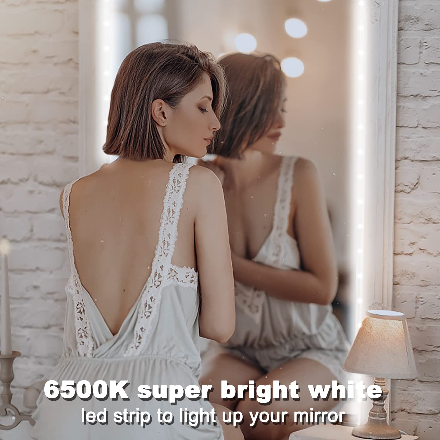 VOLIVO LED Strip Light 50ft Dimmable 6500K Bright Daylight White Flexible Tape for Mirror Kitchen Cabinets Bedroom VLSLW7502