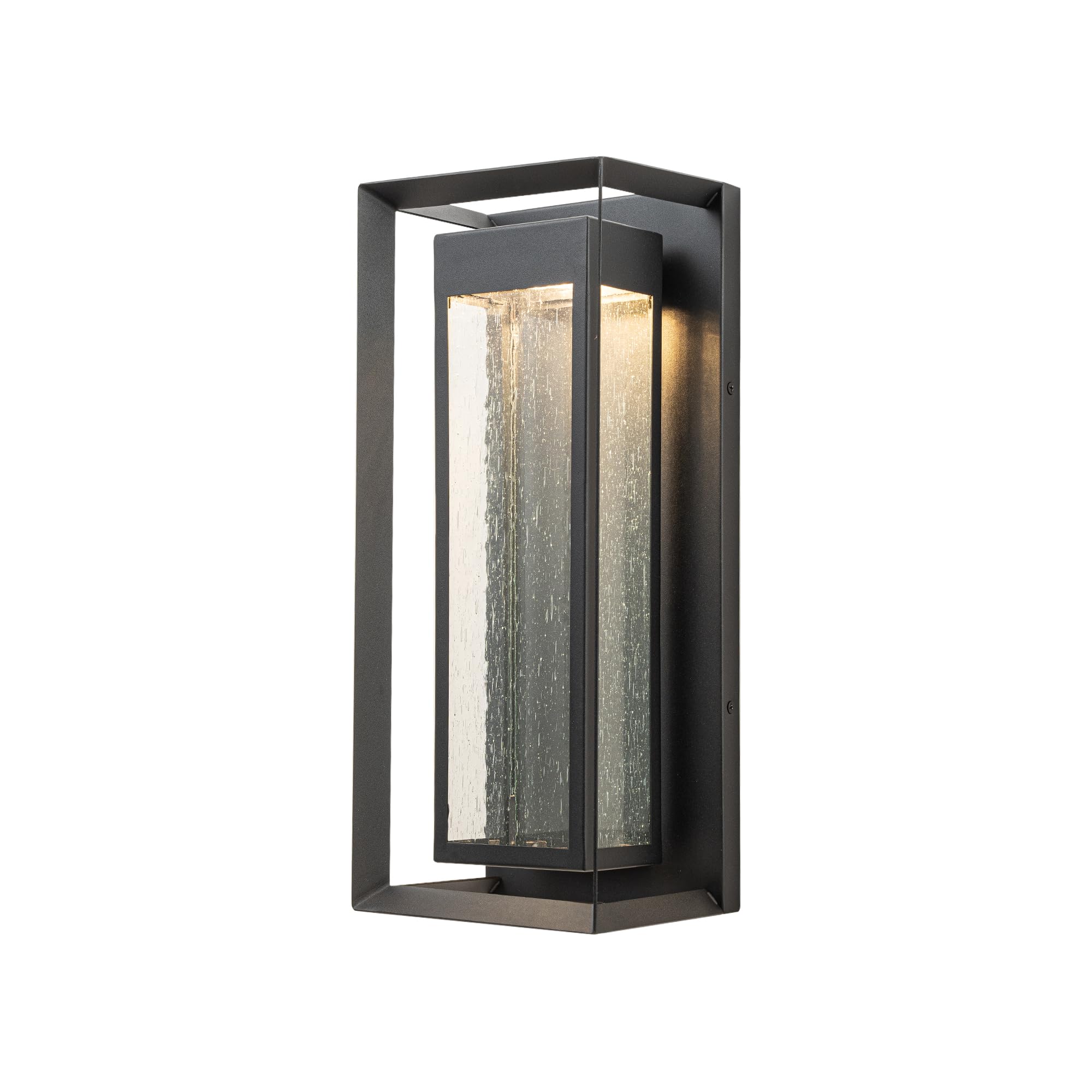 OUPAVOCS LED Outdoor Wall Lights  Exterior Black Front Porch Light Wall Mount  Modern Light Fixtures  Large LED Wall Sconce with seeded Glass  Outside Patio Lights Fixture for House  Garage  Entryway