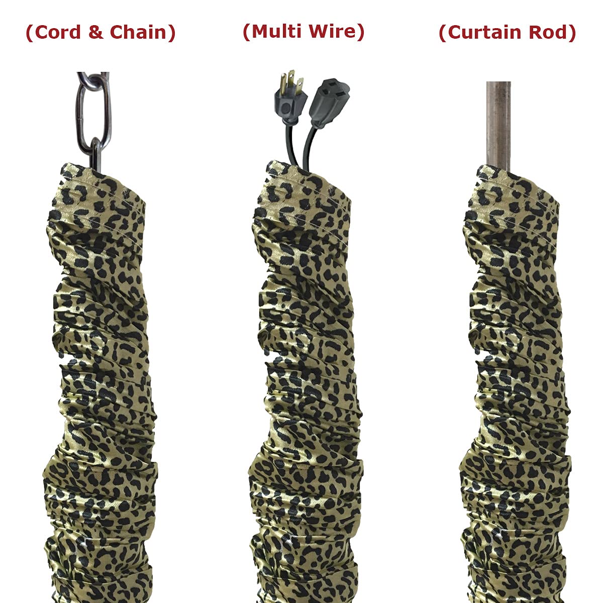 Royal Designs, Inc Cc-30-Lpblk-2 Fabric Cord & Chain Covers, 2 Pack, Leopard Black