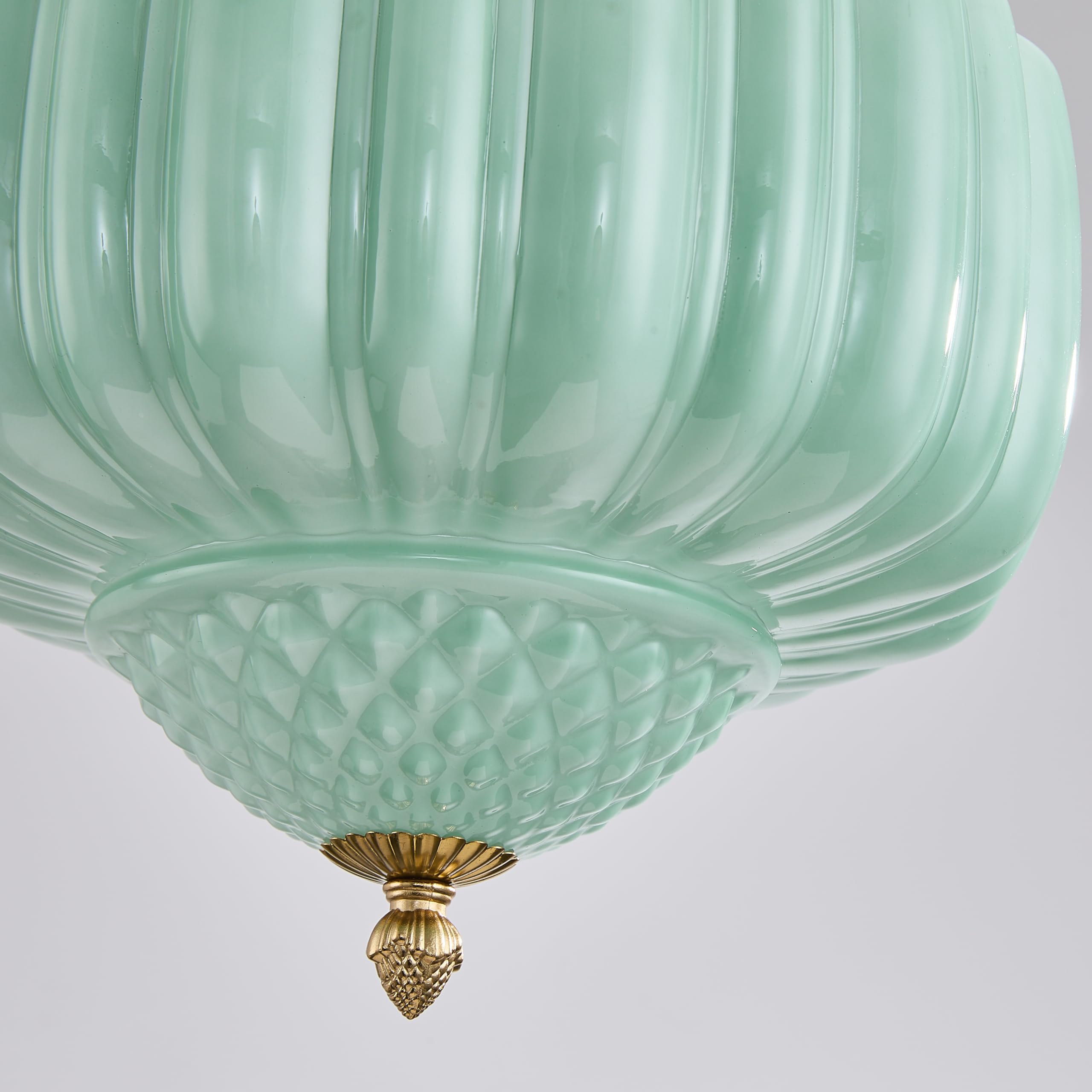 FCTWAKS Schoolhouse Pendant Light, 12" Mint Green Glass Shade, Mid Century Modern Ceiling Fixture for Kitchen Island & Dining Room