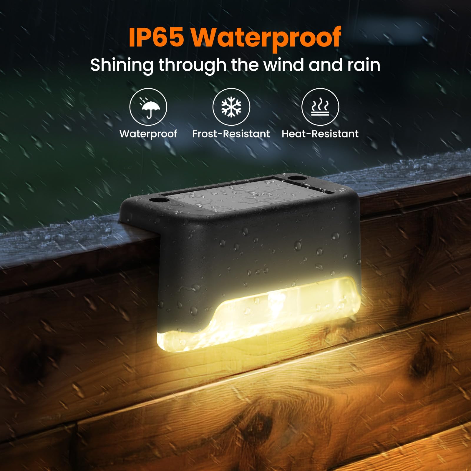 HLCZLUZ Solar Deck Lights, 16 Pack LED Waterproof Outdoor Lights for Stairs, Steps, Fence, Railing, Pathway (16)