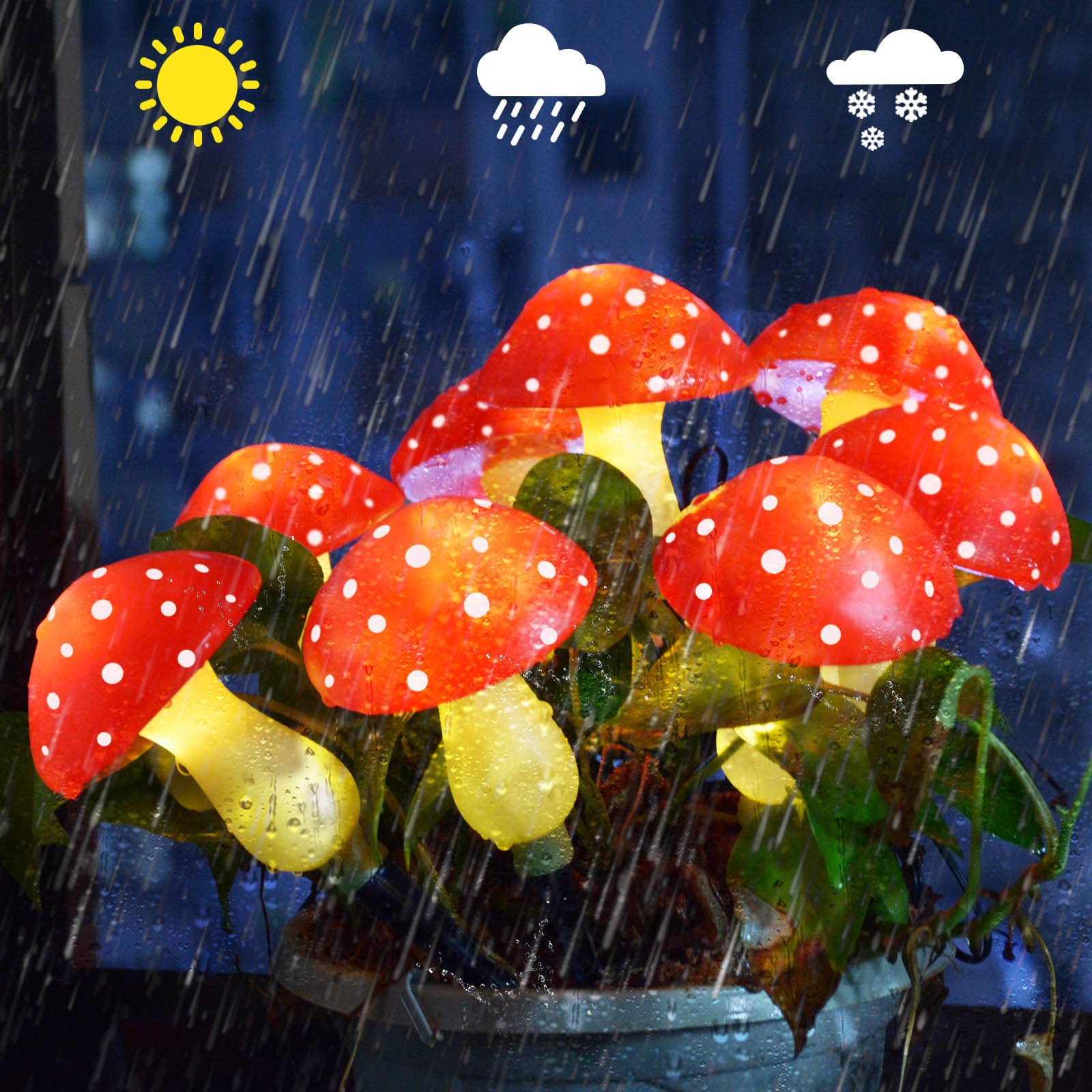 Homeleo 8-Pack Red Mushroom Solar Lights For Outdoor Garden Decor