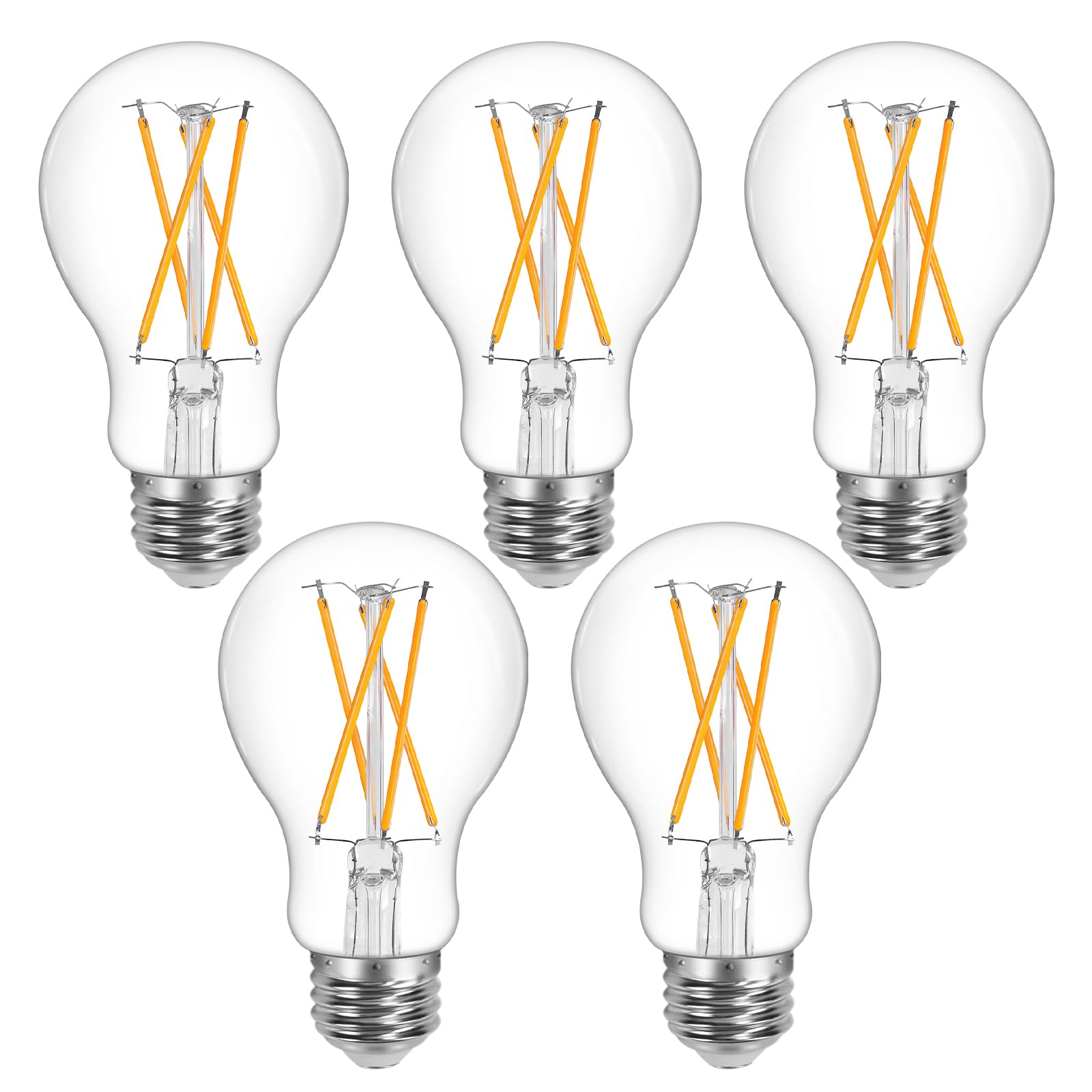 Lepro Vintage Dimmable Led Bulbs, 8W 800Lm, 60W Equivalent, A19 Shape, E26 Base, Pack Of 5, Warm White, Classic Glass