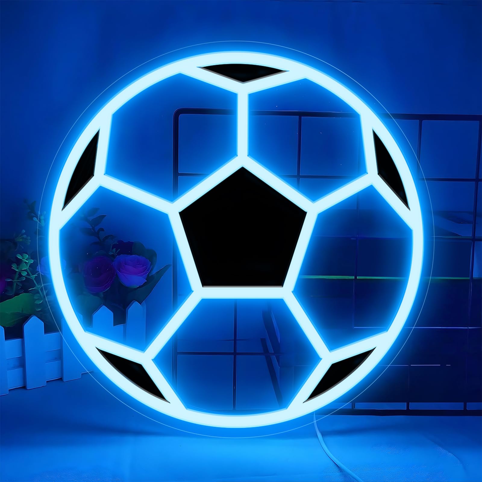 Adorely LED Soccer Neon Sign, Dimmable Wall Decor, 12x12 inches, Acrylic, Color: Soccer