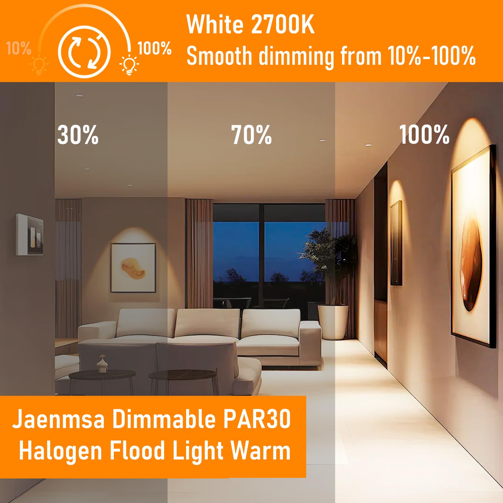 Jaenmsa Par30 Short Neck Halogen Flood Bulbs 75W 120V, Par30 Halogen Indoor Floodlight Bulbs Outdoor E26 Dimmable 2700K Bulb 2 P