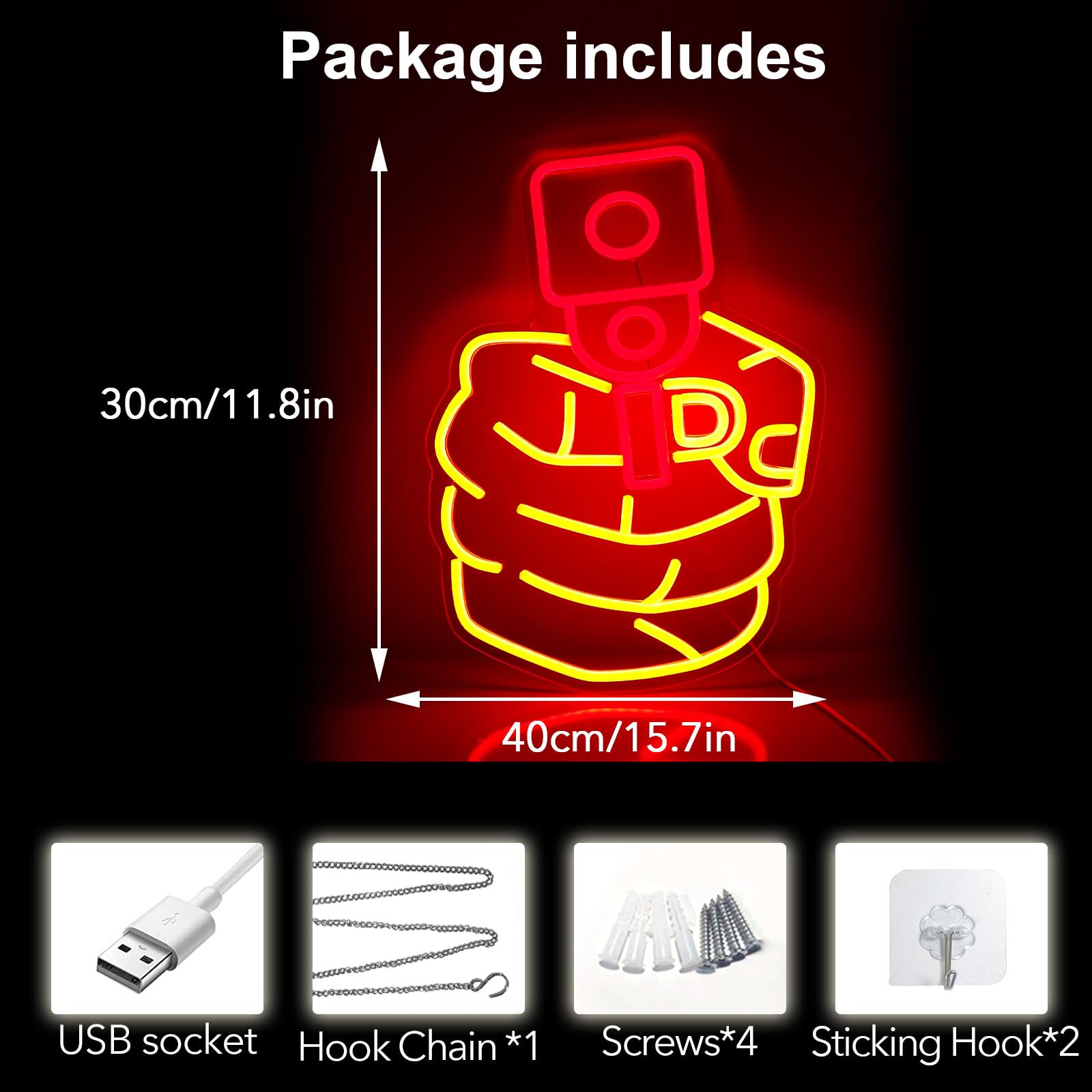 Neon Light Led Yellow Red   Neon Sign Cool Hanging Neon Signs For Man Cave Bedroom Dorm Office Bar Party Decor Gifts For Boys&Man