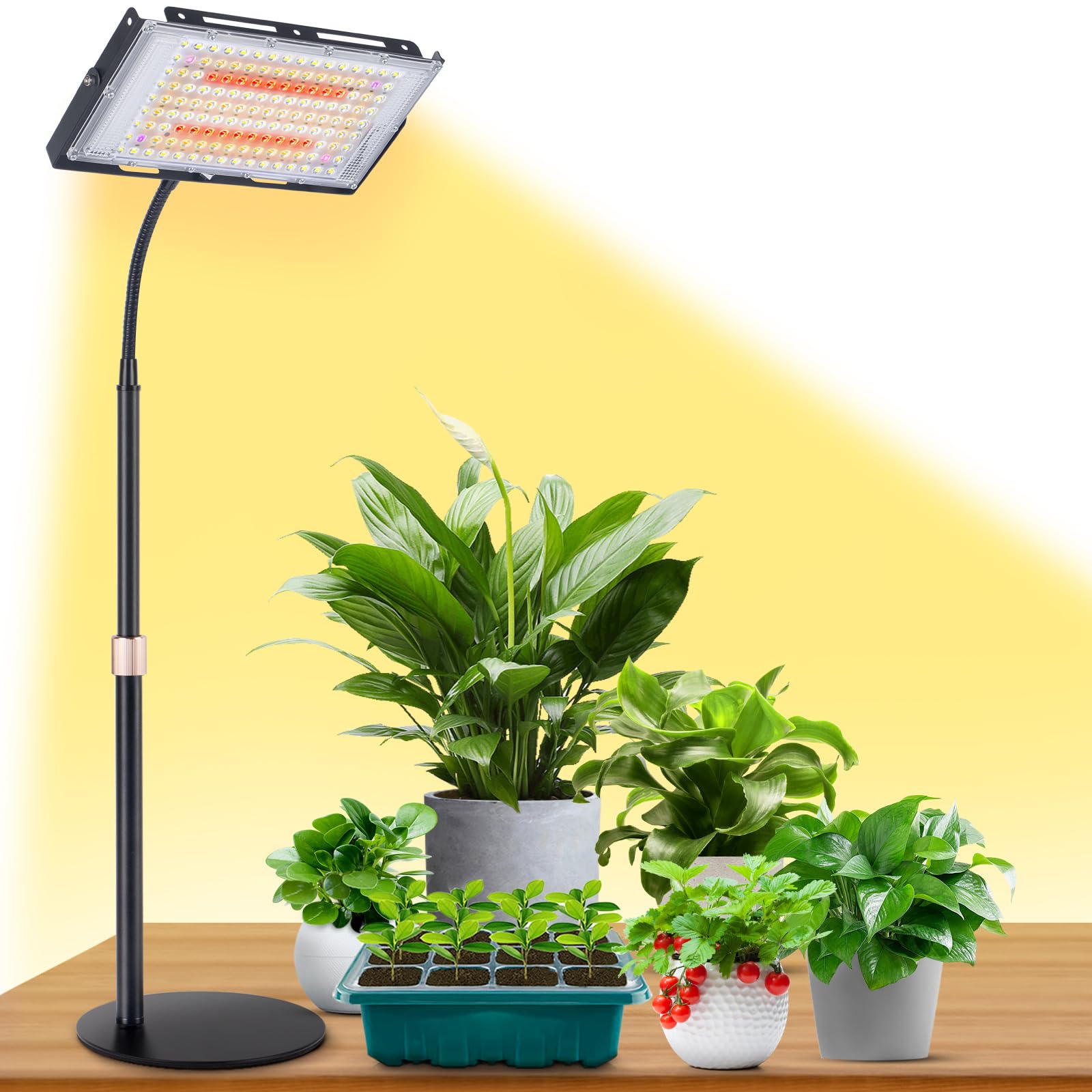 Lbw Grow Light For Indoor Plants,144 Led Full Spectrum Plant Light For Indoor Plants, Large Desk Grow Lamp With On/Off Switch, Height Adjustable, Flexible Gooseneck, Ideal For Indoor Grow