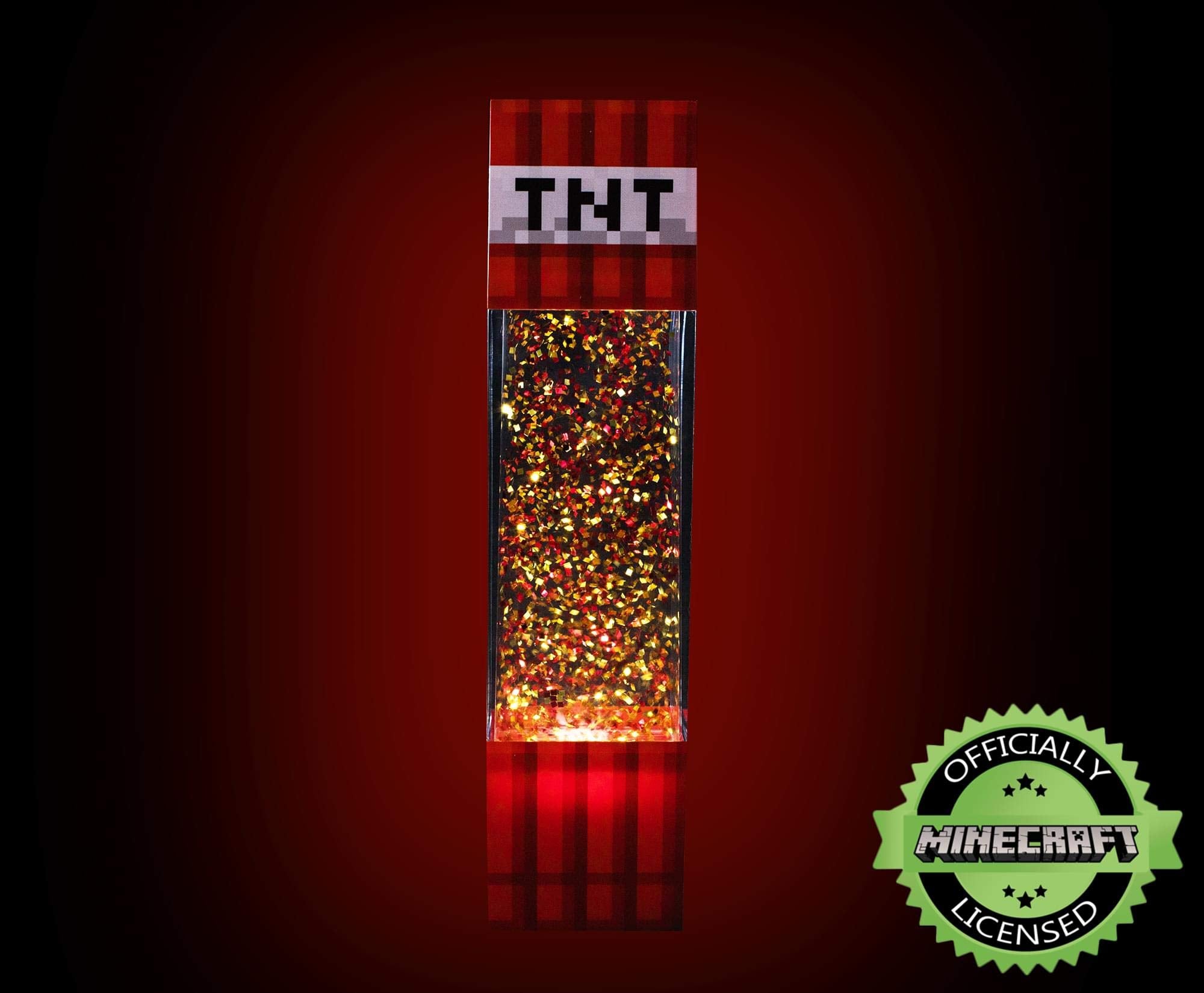 Ukonic Minecraft TNT Block Motion Lamp | LED Bedside Table Light | 12 Inches Tall | Red | Model 16430