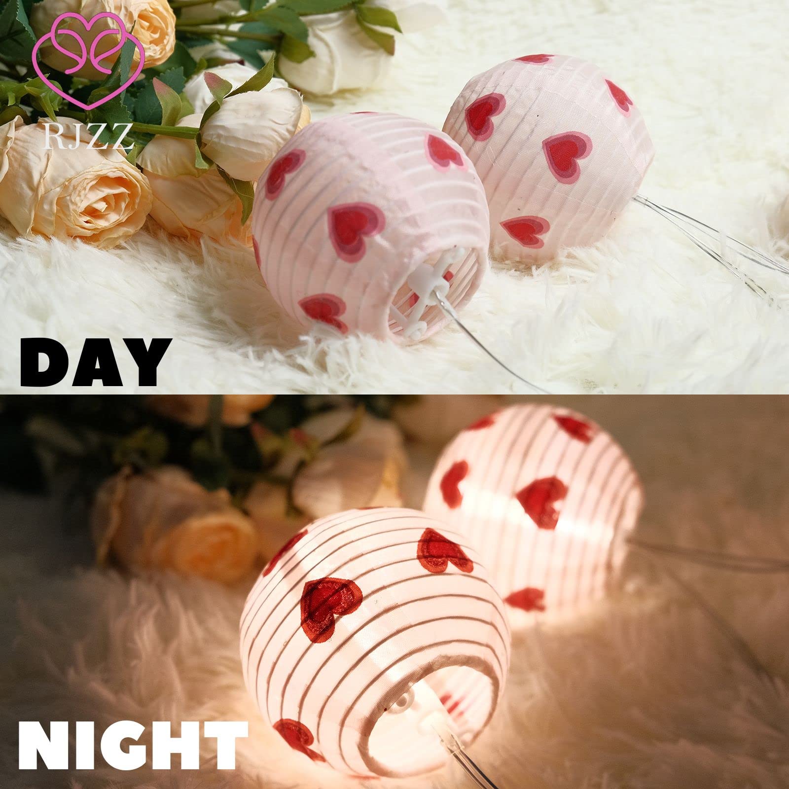 Valentines Day Decor Lantern String Lights Valentines Day Lights 10 Count Heart Lights Pink Room Decor 9.4FT Valentine Lights Ha