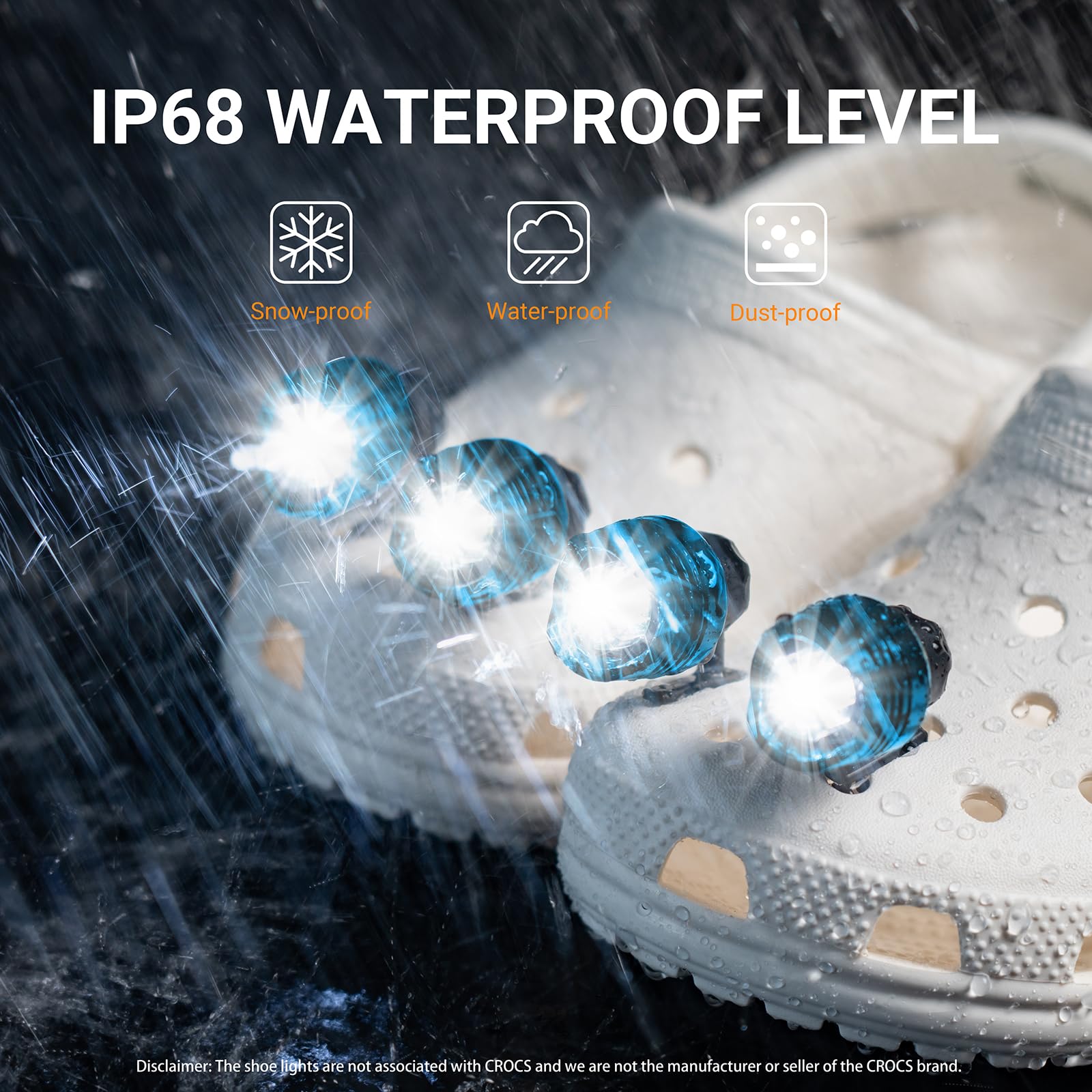 WINNDACHI Rechargeable Headlights for Clogs, Adjustable Light, Clip-on, Blue, Model WDC-102A-BU