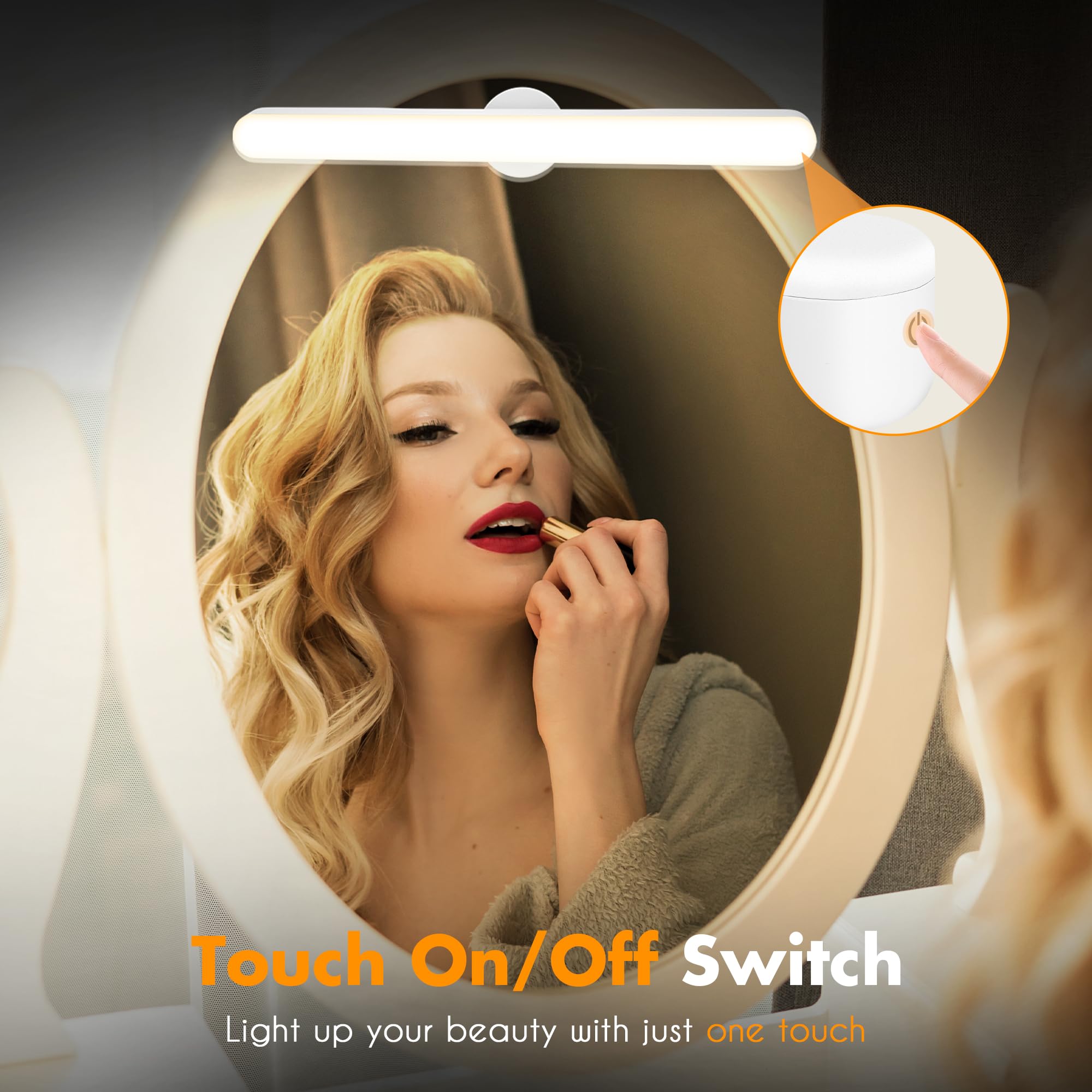 cambk Wireless Makeup Vanity Lights - Rechargeable LED Light Bar, 3 Color Temps, Adjustable Brightness, White, Model M0064A1-ck-video